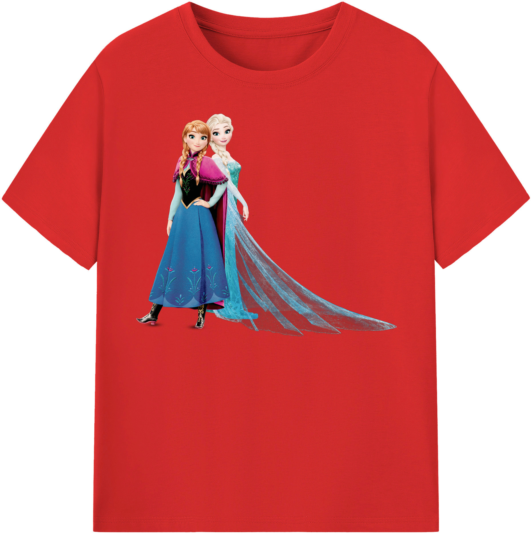 （画像用） アナと雪の女王 アンナ エルサ Frozen Anna Elsa 綿100％半袖Tシャツ（フロントプリント）