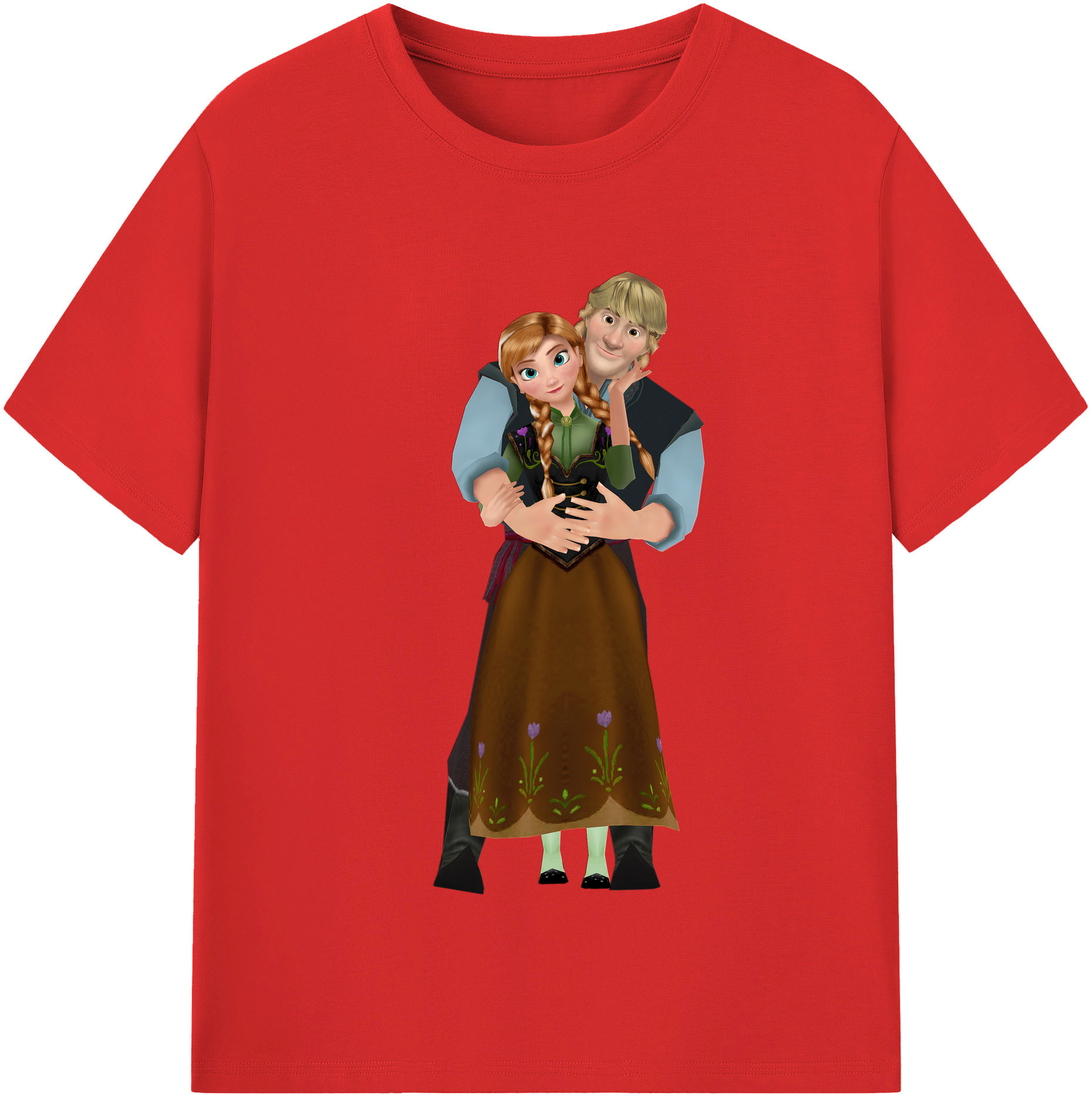 （画像用） アナと雪の女王 アンナ エルサ Frozen Anna Elsa 綿100％半袖Tシャツ（フロントプリント）