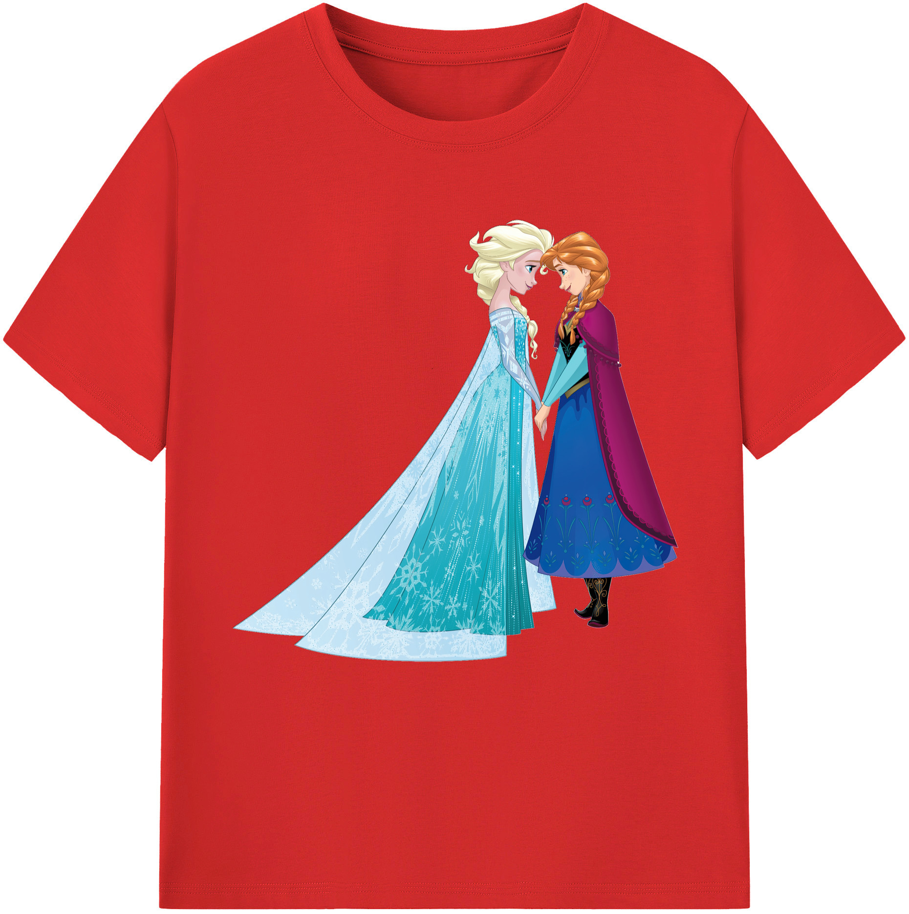 （画像用） アナと雪の女王 アンナ エルサ Frozen Anna Elsa 綿100％半袖Tシャツ（フロントプリント）