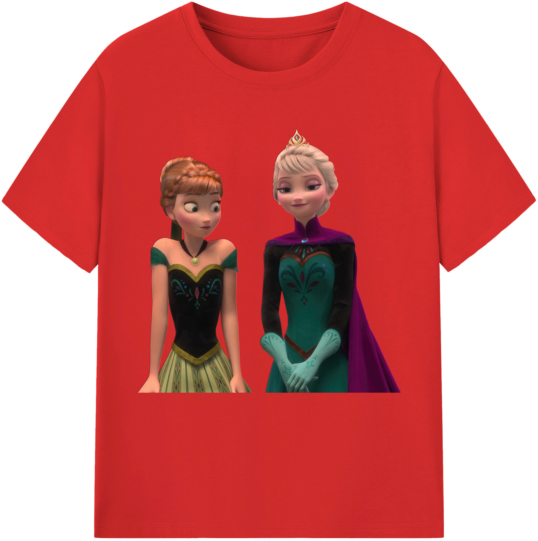 （画像用） アナと雪の女王 アンナ エルサ Frozen Anna Elsa 綿100％半袖Tシャツ（フロントプリント）
