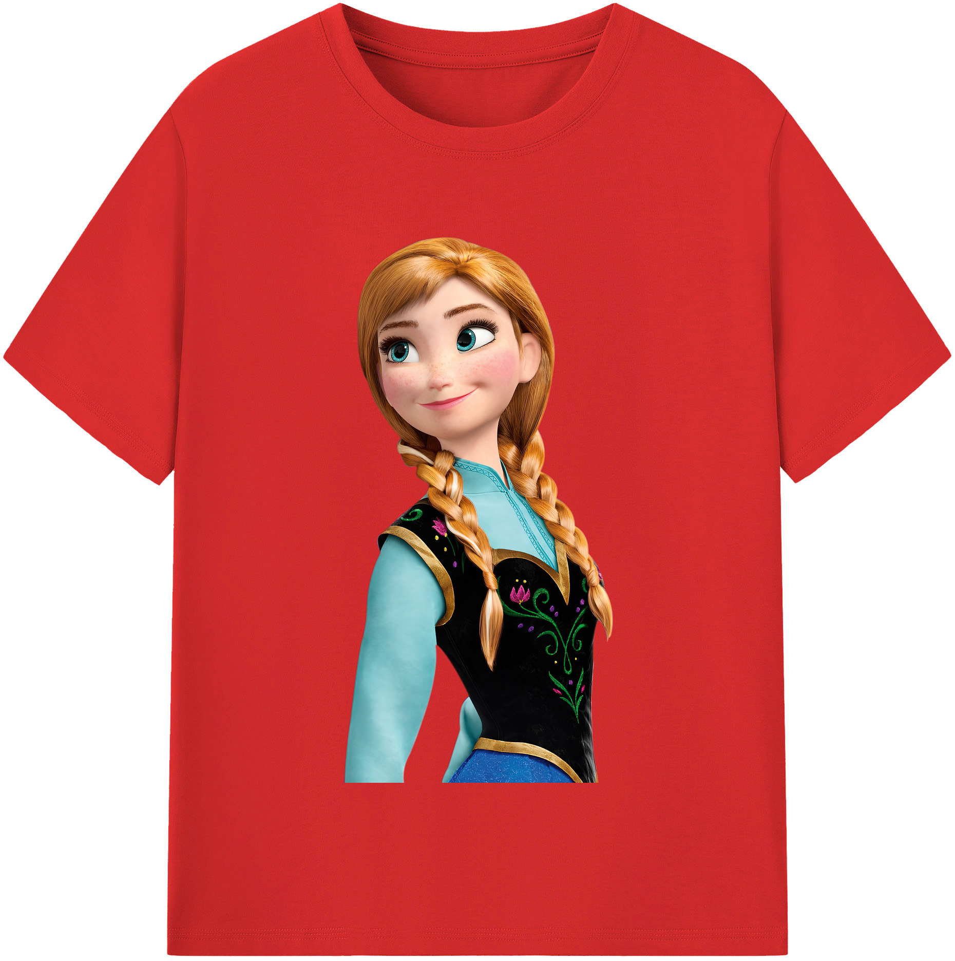 （画像用） アナと雪の女王 アンナ エルサ Frozen Anna Elsa 綿100％半袖Tシャツ（フロントプリント）