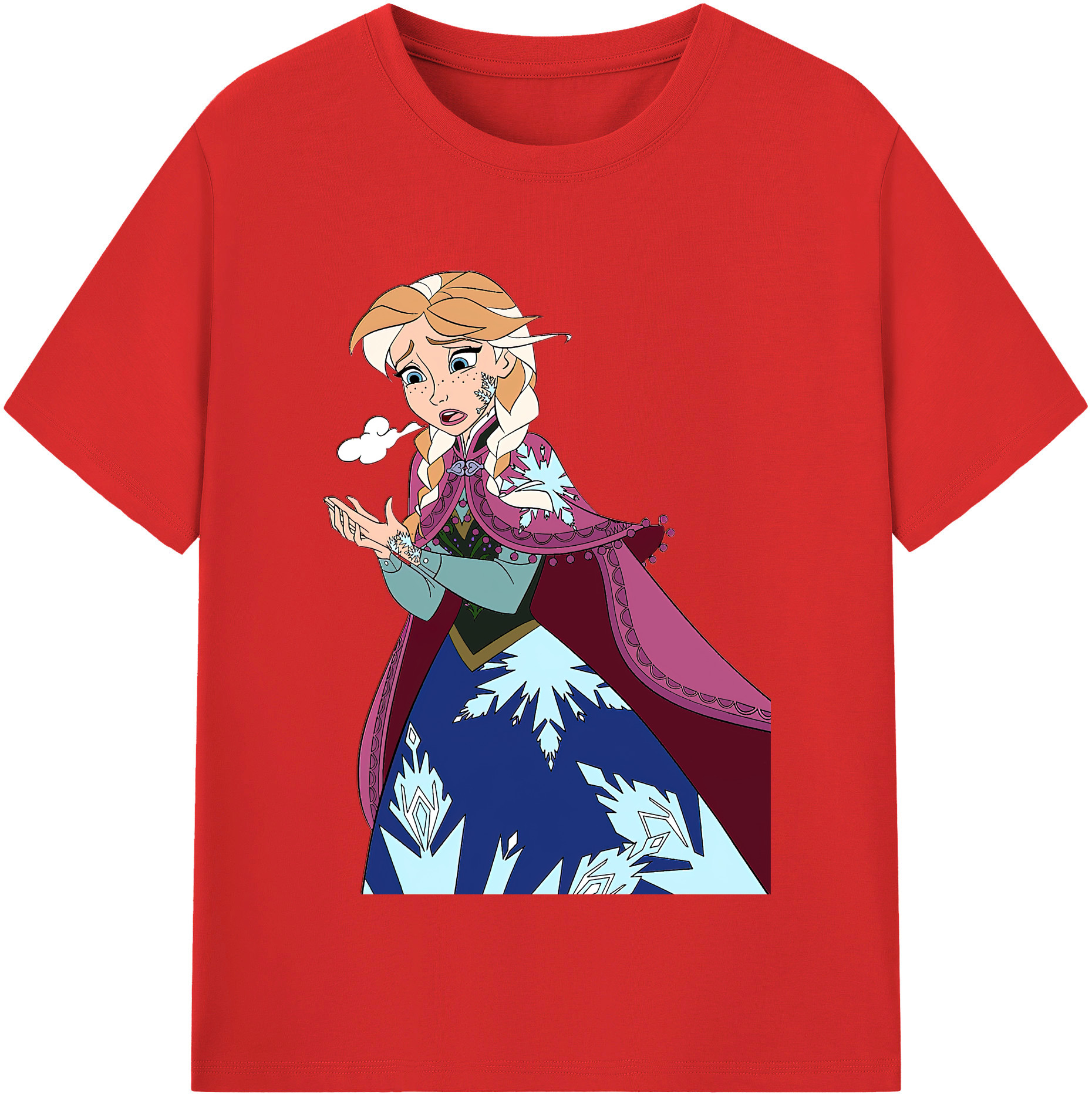 （画像用） アナと雪の女王 アンナ エルサ Frozen Anna Elsa 綿100％半袖Tシャツ（フロントプリント）