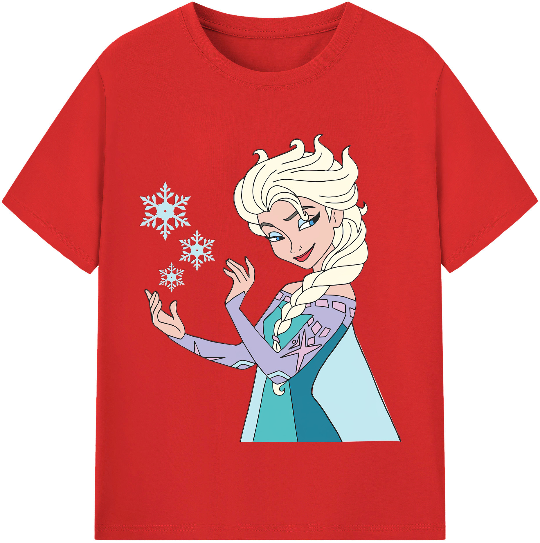（画像用） アナと雪の女王 アンナ エルサ Frozen Anna Elsa 綿100％半袖Tシャツ（フロントプリント）