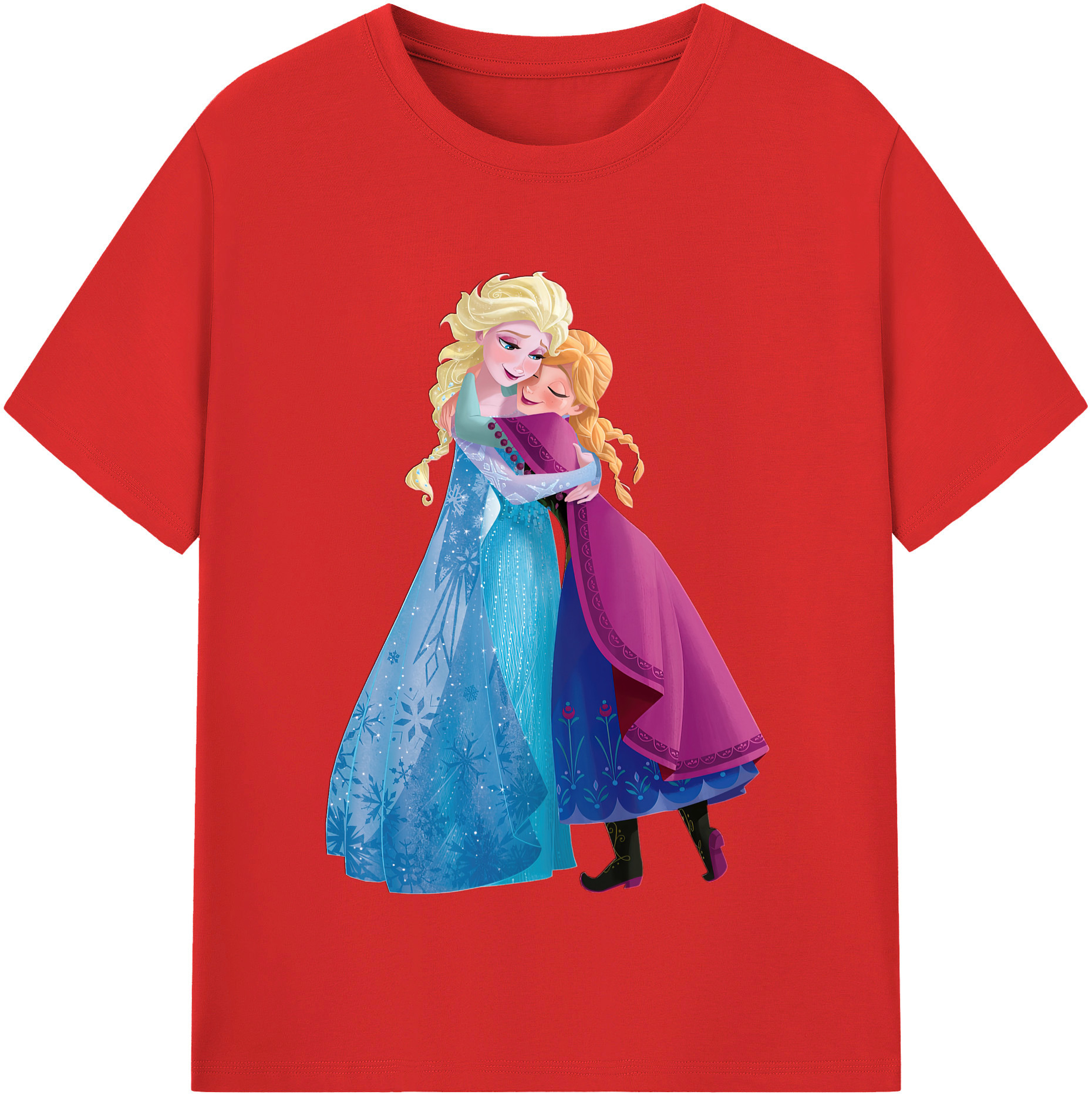 （画像用） アナと雪の女王 アンナ エルサ Frozen Anna Elsa 綿100％半袖Tシャツ（フロントプリント）