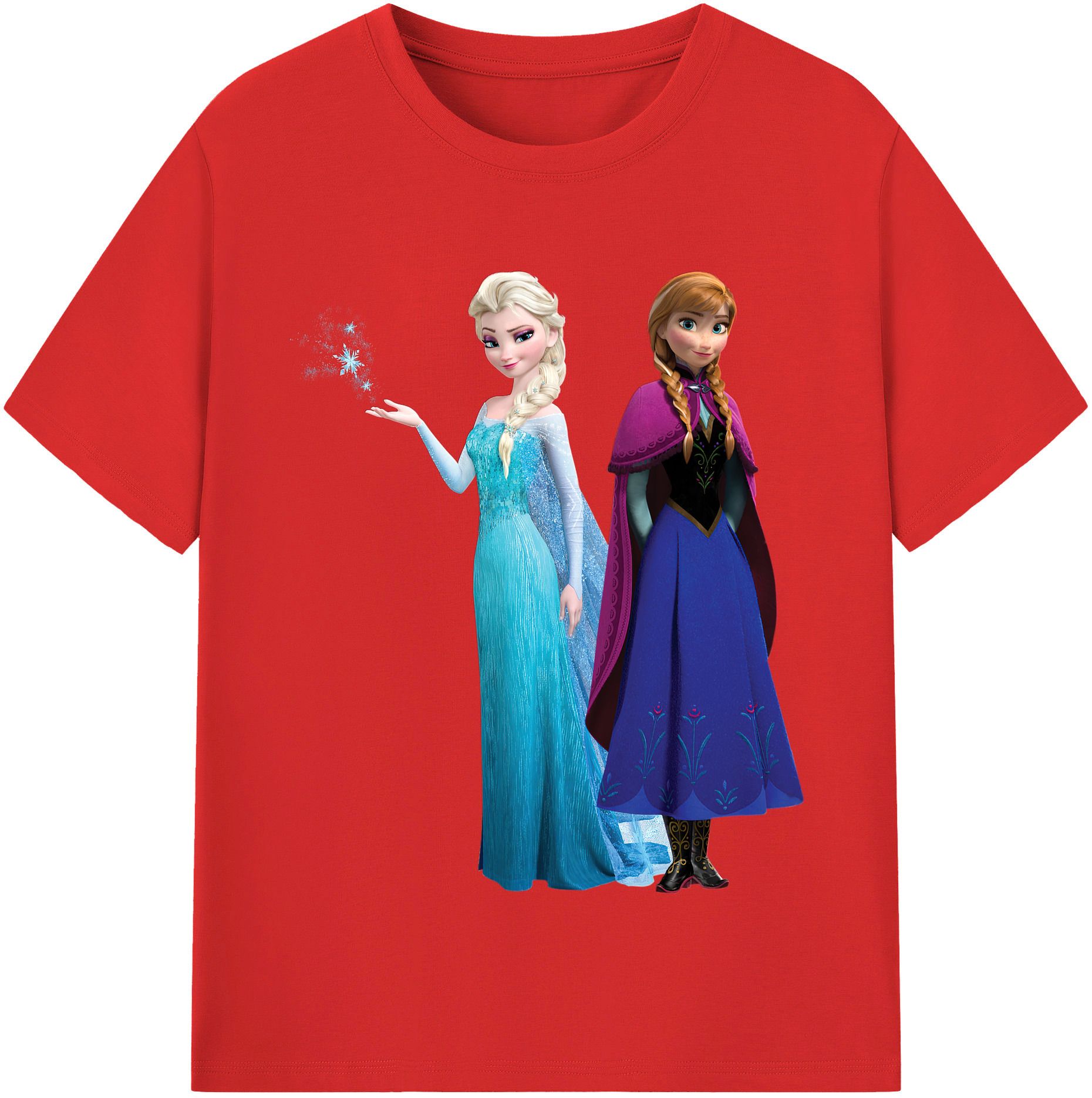（画像用） アナと雪の女王 アンナ エルサ Frozen Anna Elsa 綿100％半袖Tシャツ（フロントプリント）