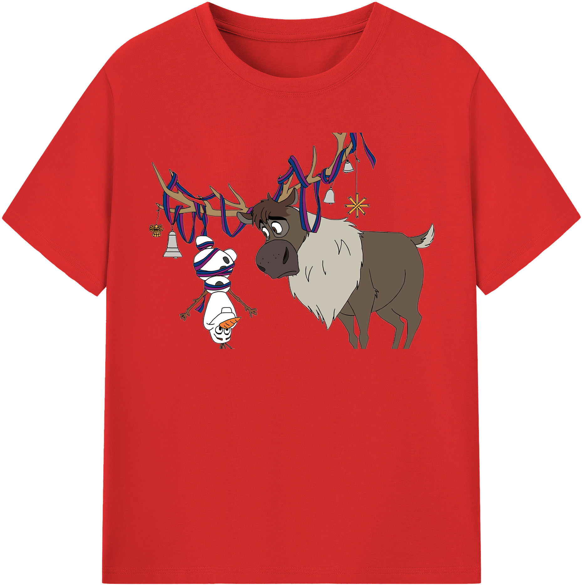 （画像用） アナと雪の女王 アンナ エルサ Frozen Anna Elsa 綿100％半袖Tシャツ（フロントプリント）