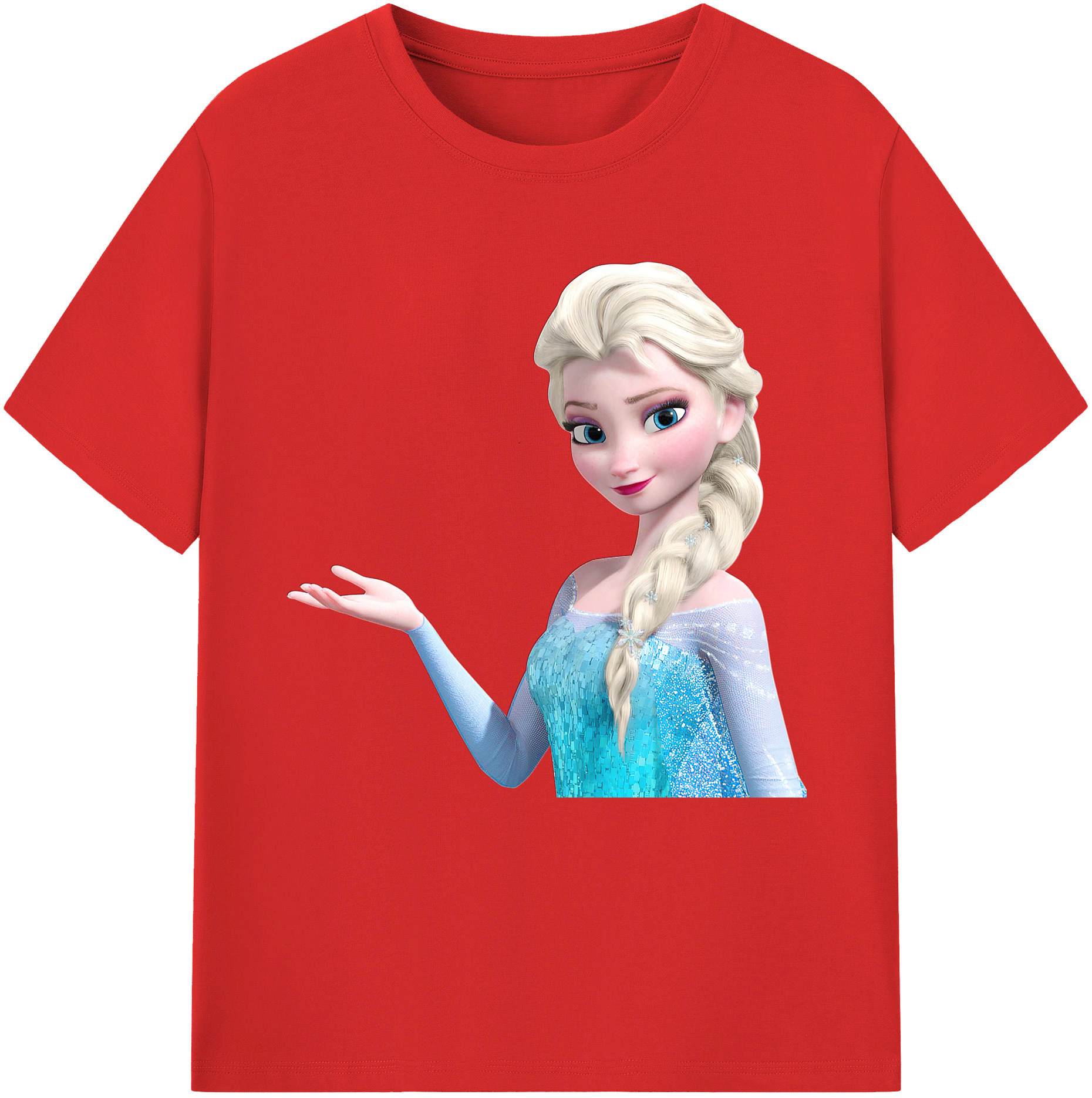 （画像用） アナと雪の女王 アンナ エルサ Frozen Anna Elsa 綿100％半袖Tシャツ（フロントプリント）