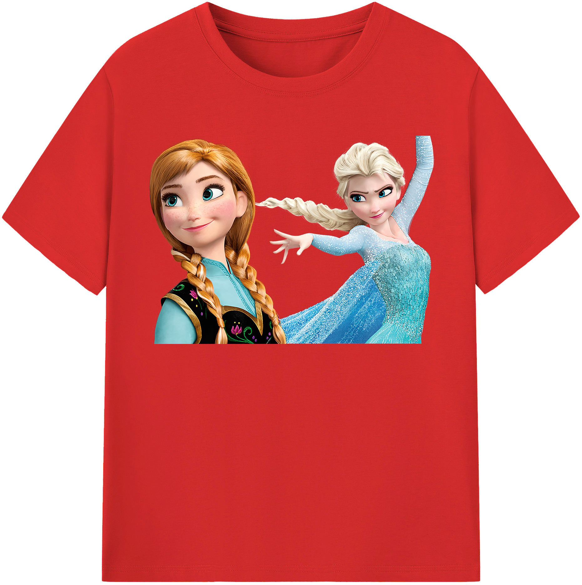 （画像用） アナと雪の女王 アンナ エルサ Frozen Anna Elsa 綿100％半袖Tシャツ（フロントプリント）