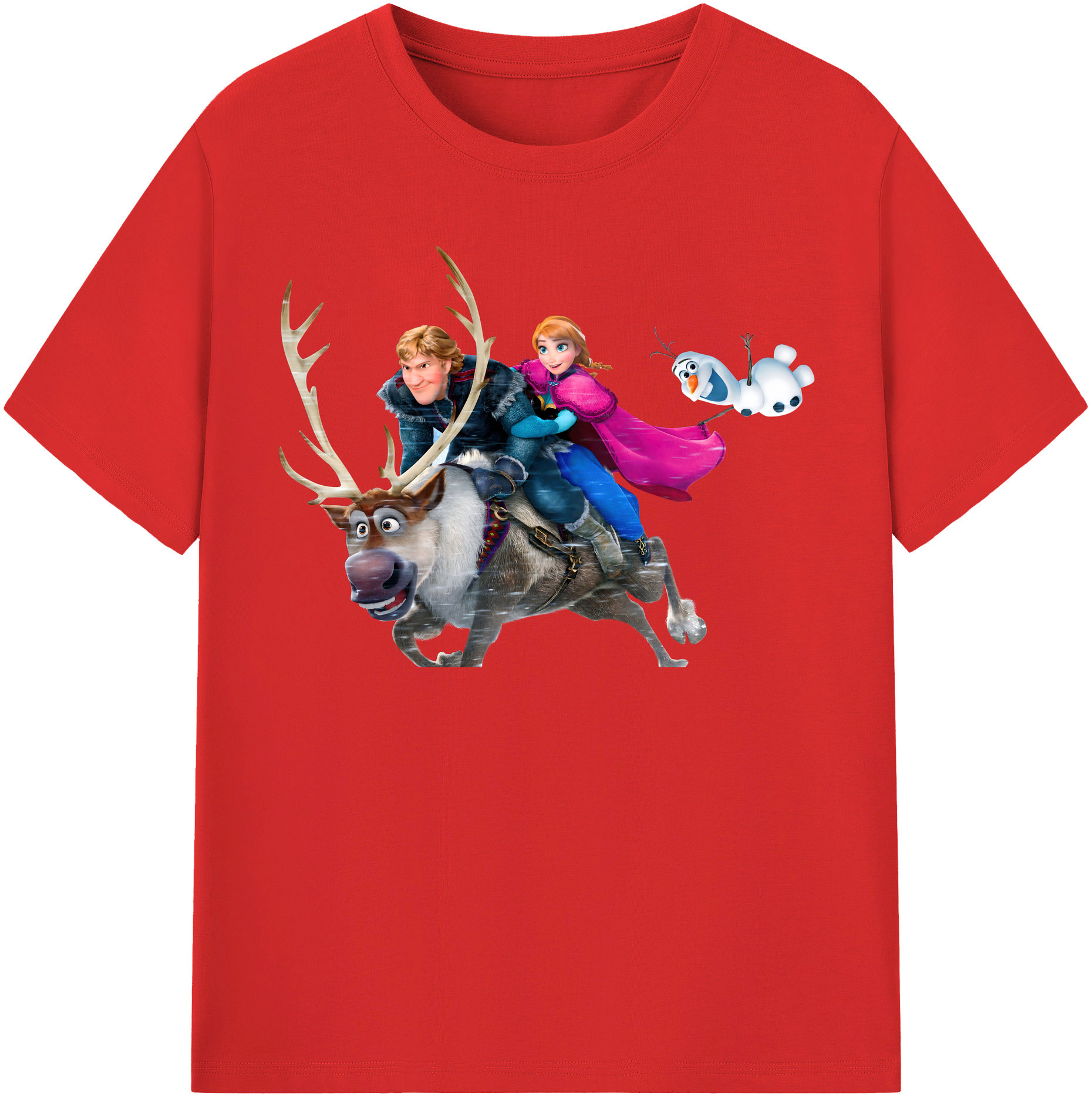 （画像用） アナと雪の女王 アンナ エルサ Frozen Anna Elsa 綿100％半袖Tシャツ（フロントプリント）