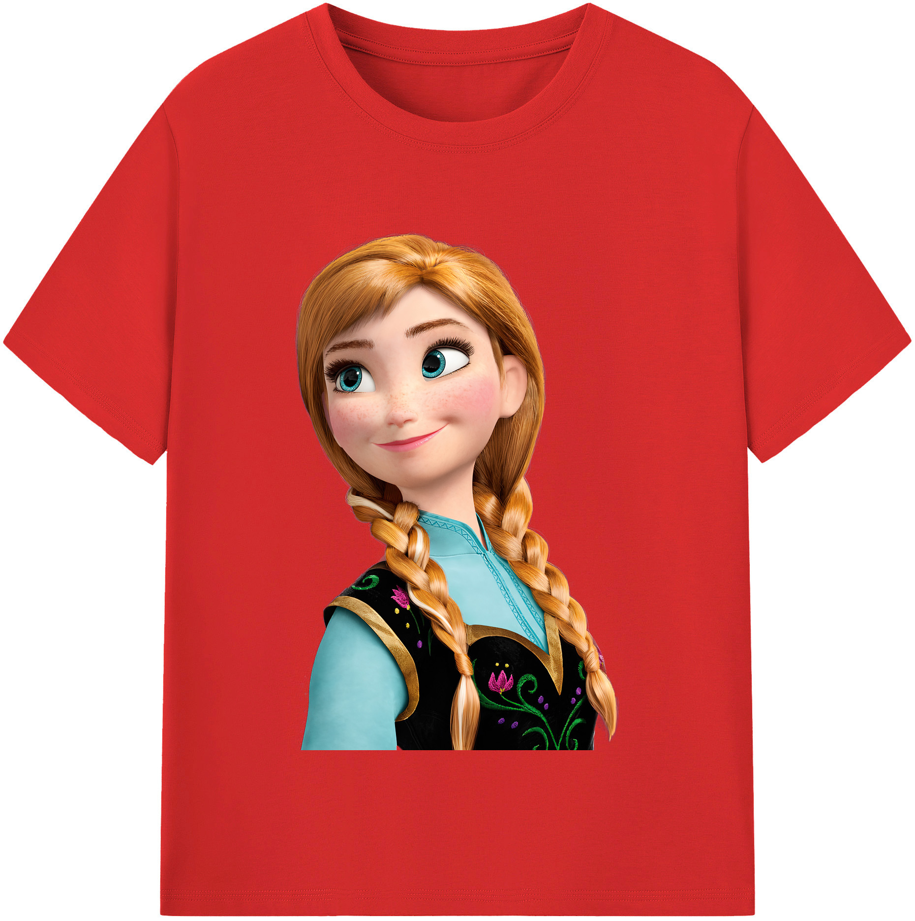 （画像用） アナと雪の女王 アンナ エルサ Frozen Anna Elsa 綿100％半袖Tシャツ（フロントプリント）