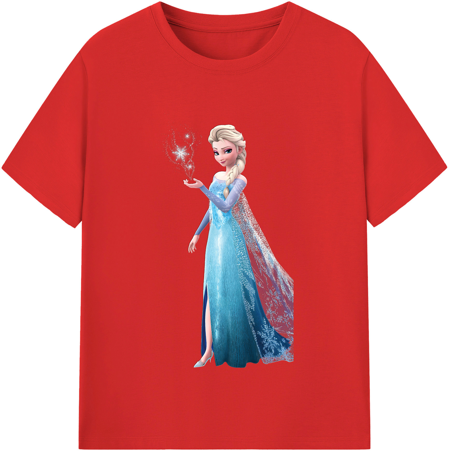 （画像用） アナと雪の女王 アンナ エルサ Frozen Anna Elsa 綿100％半袖Tシャツ（フロントプリント）