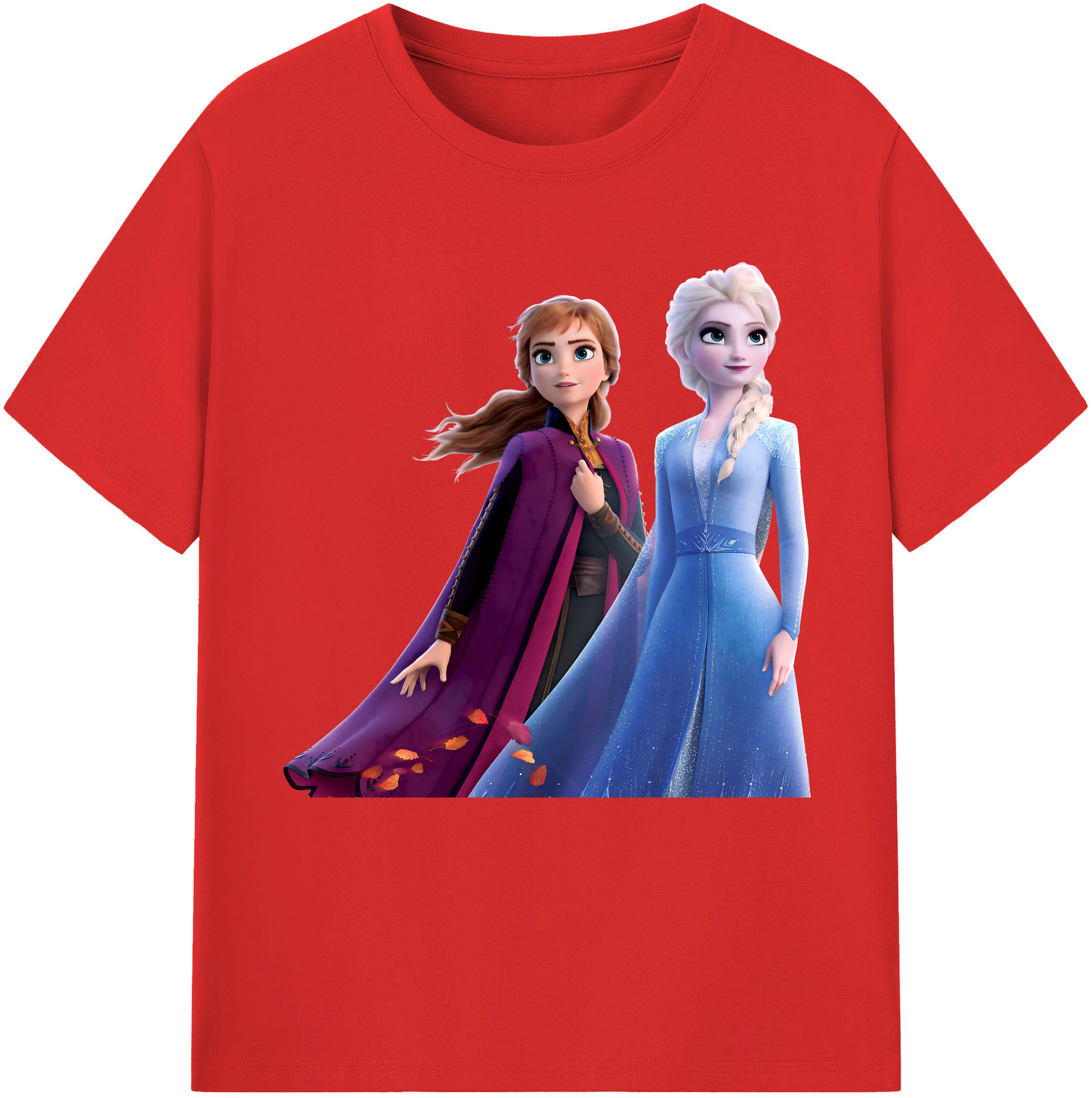 （画像用） アナと雪の女王 アンナ エルサ Frozen Anna Elsa 綿100％半袖Tシャツ（フロントプリント）