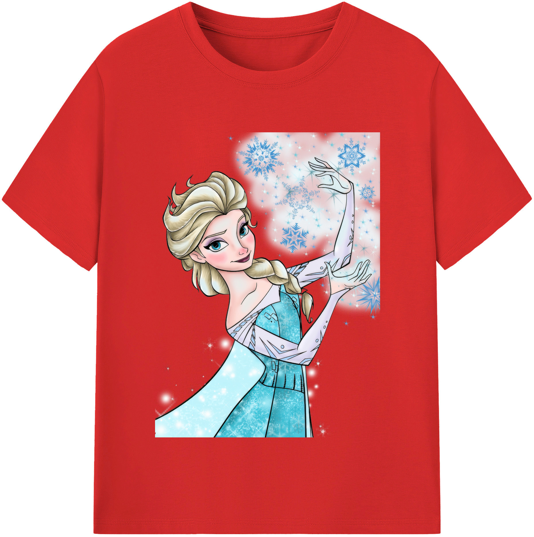 （画像用） アナと雪の女王 アンナ エルサ Frozen Anna Elsa 綿100％半袖Tシャツ（フロントプリント）