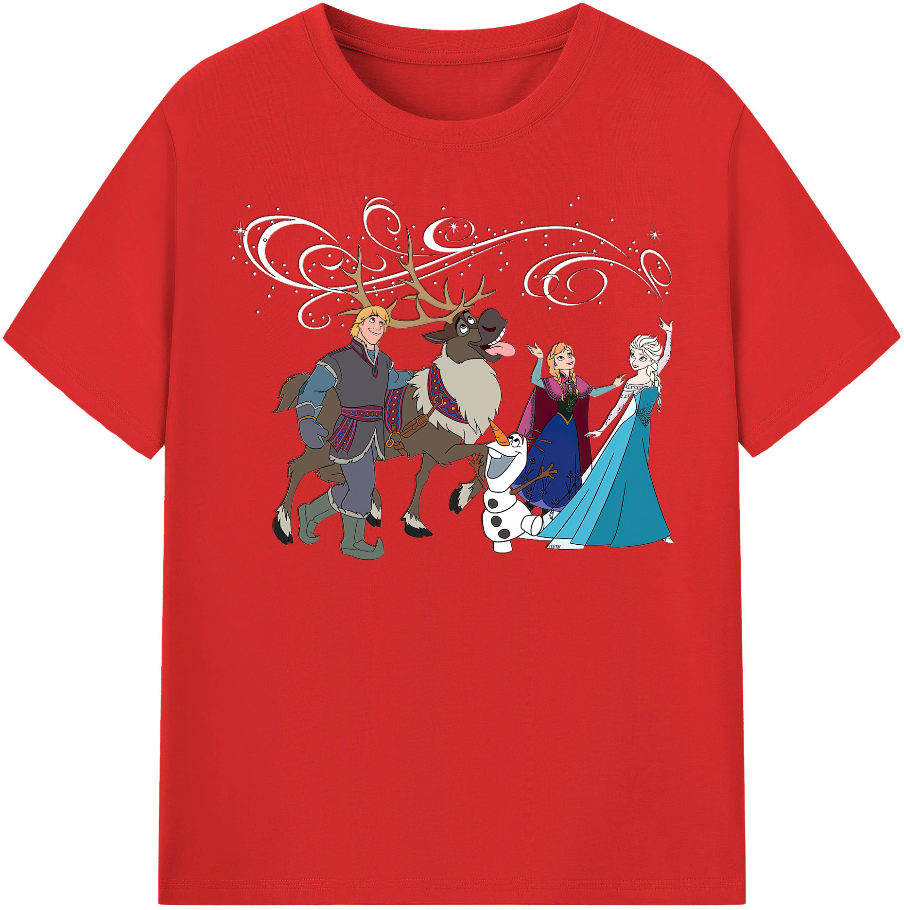 （画像用） アナと雪の女王 アンナ エルサ Frozen Anna Elsa 綿100％半袖Tシャツ（フロントプリント）