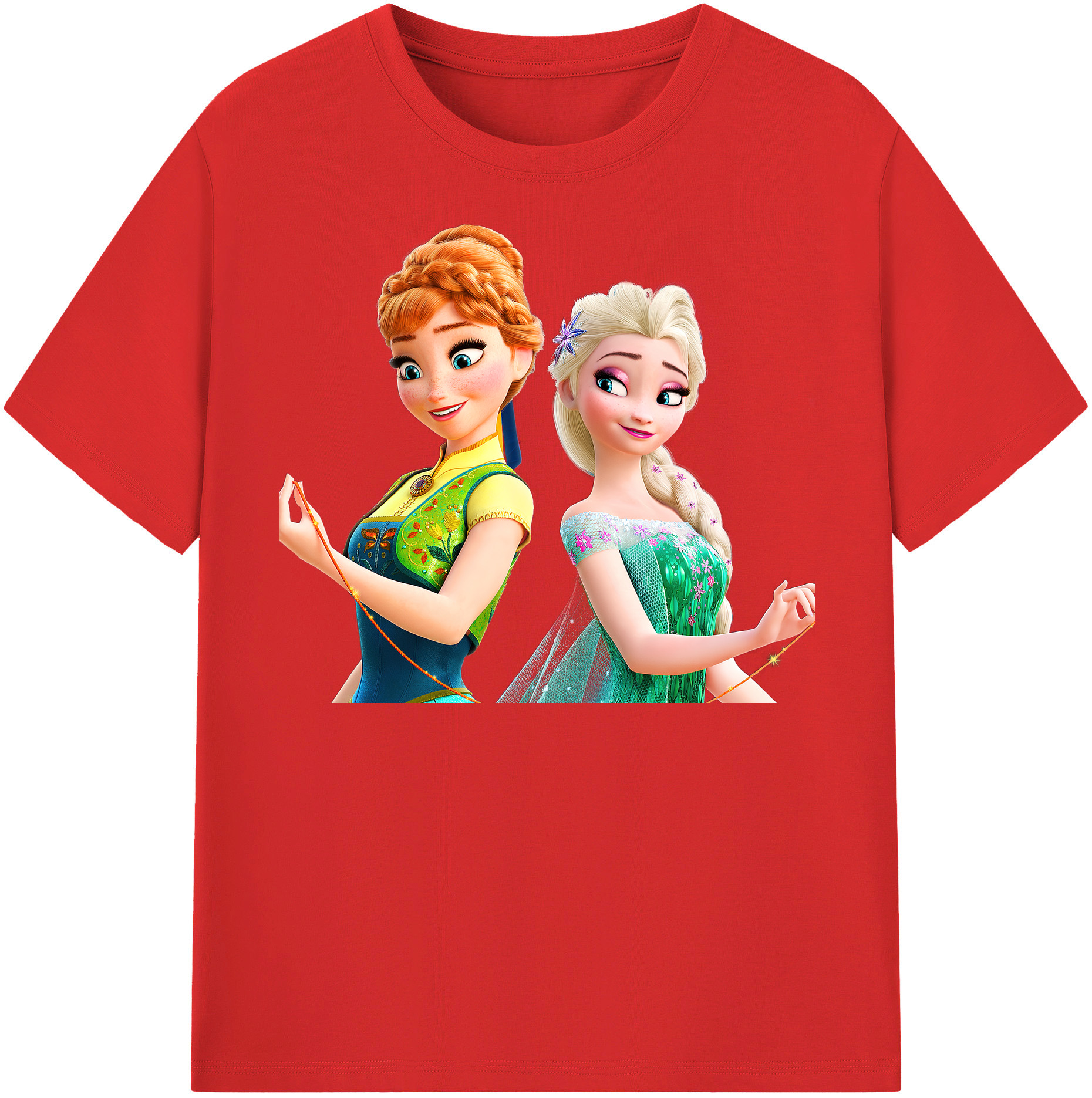 （画像用） アナと雪の女王 アンナ エルサ Frozen Anna Elsa 綿100％半袖Tシャツ（フロントプリント）