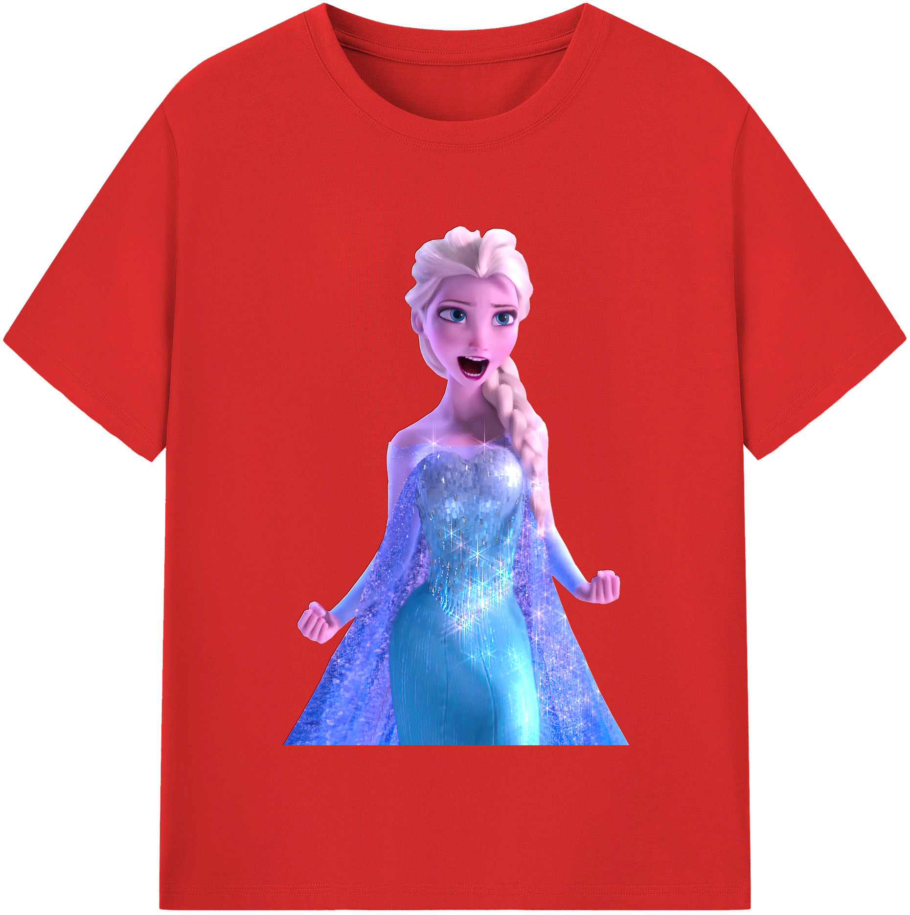 （画像用） アナと雪の女王 アンナ エルサ Frozen Anna Elsa 綿100％半袖Tシャツ（フロントプリント）