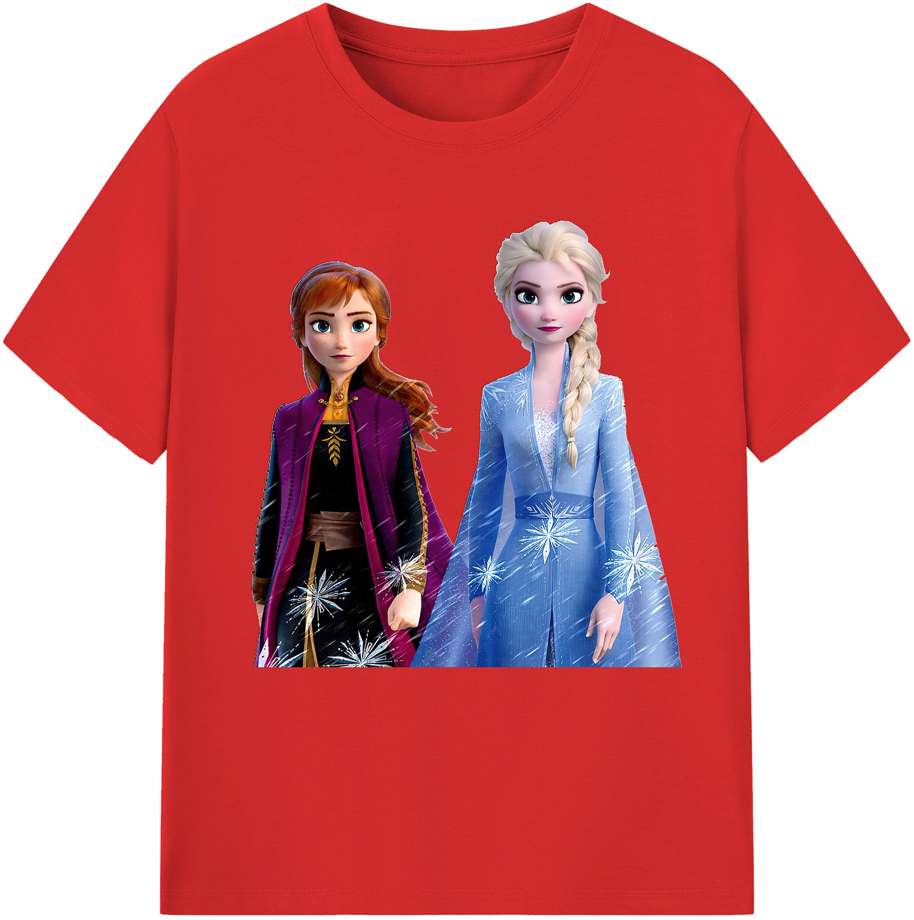 （画像用） アナと雪の女王 アンナ エルサ Frozen Anna Elsa 綿100％半袖Tシャツ（フロントプリント）