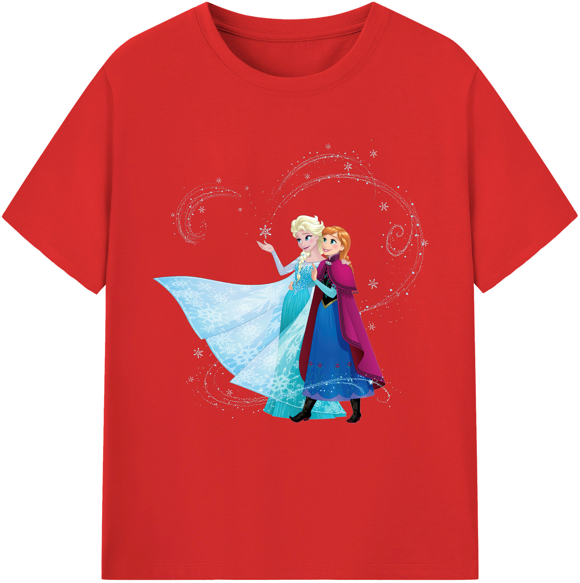 （画像用） アナと雪の女王 アンナ エルサ Frozen Anna Elsa 綿100％半袖Tシャツ（フロントプリント）