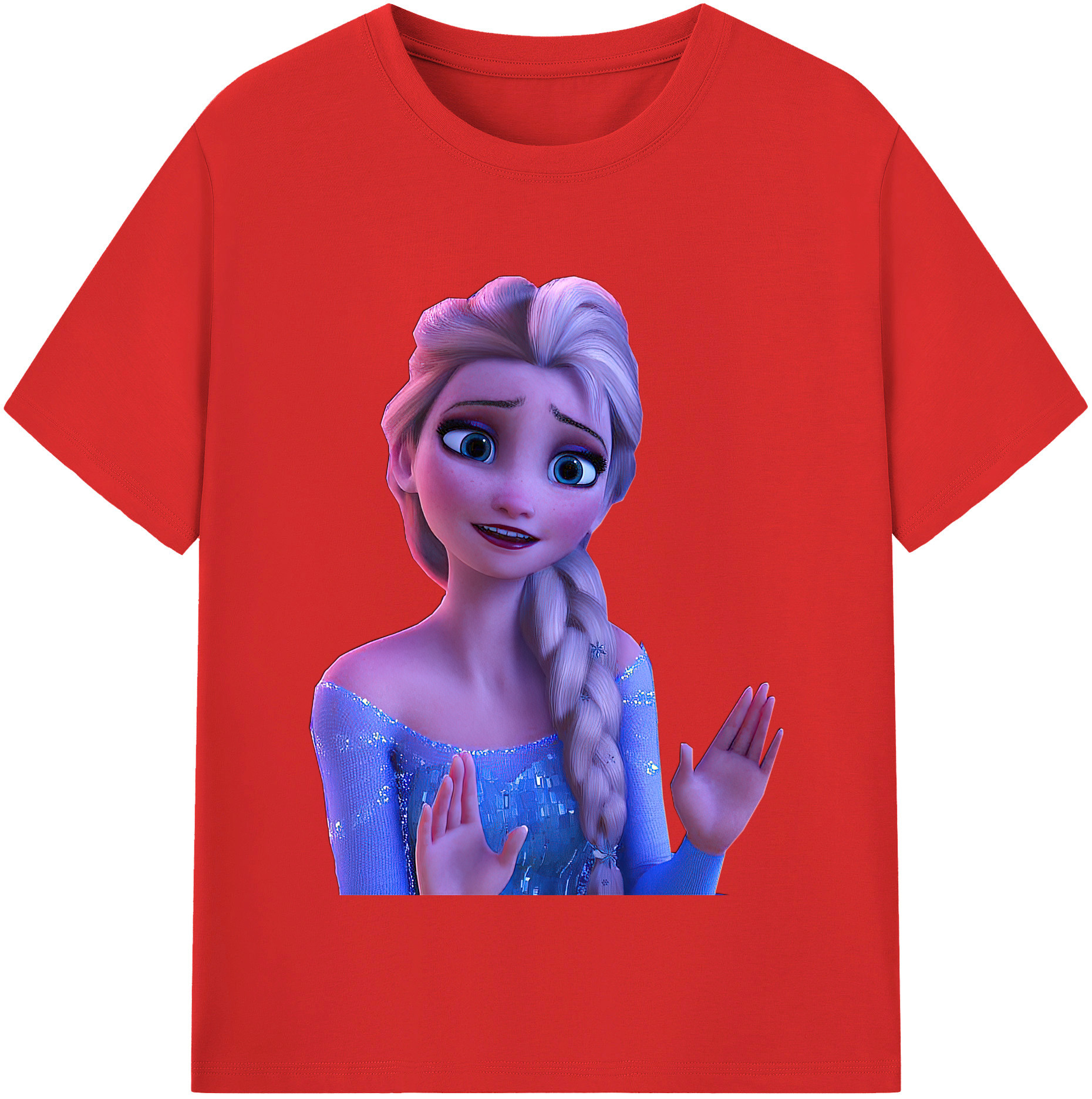 （画像用） アナと雪の女王 アンナ エルサ Frozen Anna Elsa 綿100％半袖Tシャツ（フロントプリント）