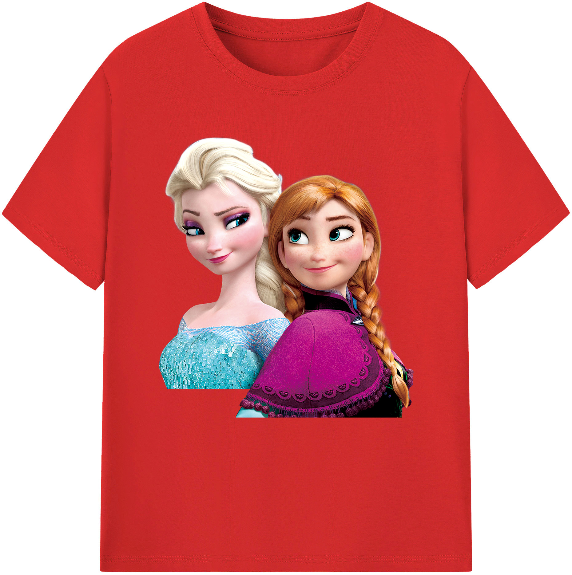 （画像用） アナと雪の女王 アンナ エルサ Frozen Anna Elsa 綿100％半袖Tシャツ（フロントプリント）