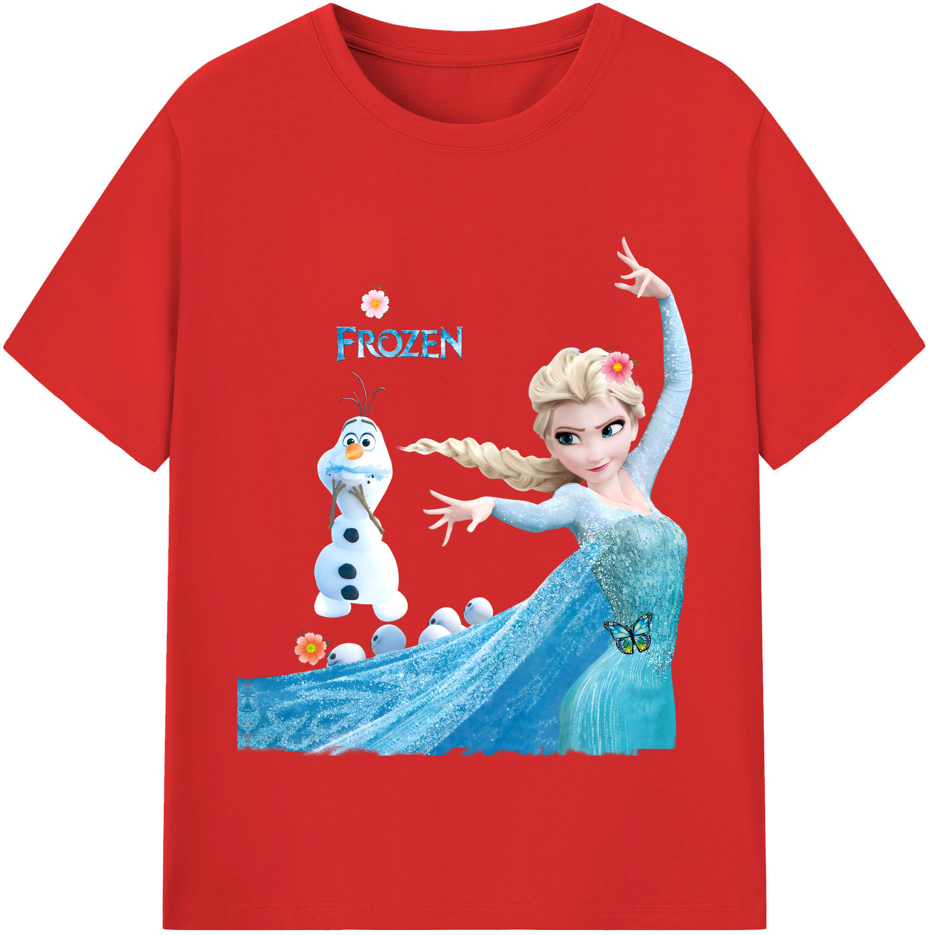 （画像用） アナと雪の女王 アンナ エルサ Frozen Anna Elsa 綿100％半袖Tシャツ（フロントプリント）