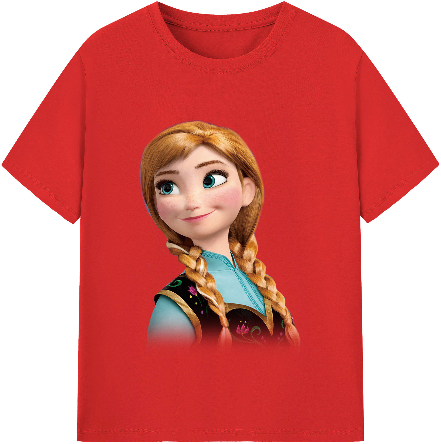 （画像用） アナと雪の女王 アンナ エルサ Frozen Anna Elsa 綿100％半袖Tシャツ（フロントプリント）