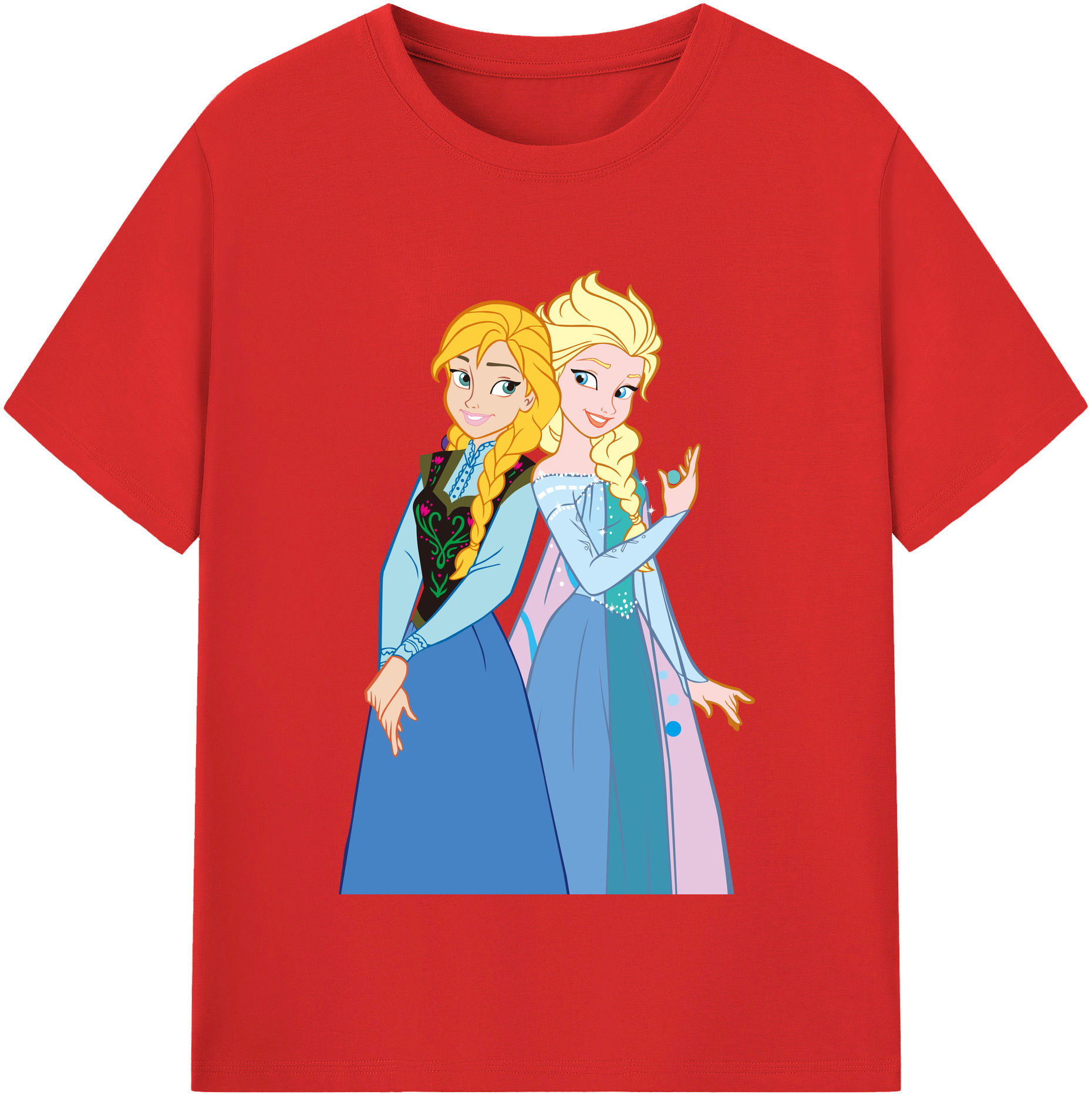 （画像用） アナと雪の女王 アンナ エルサ Frozen Anna Elsa 綿100％半袖Tシャツ（フロントプリント）