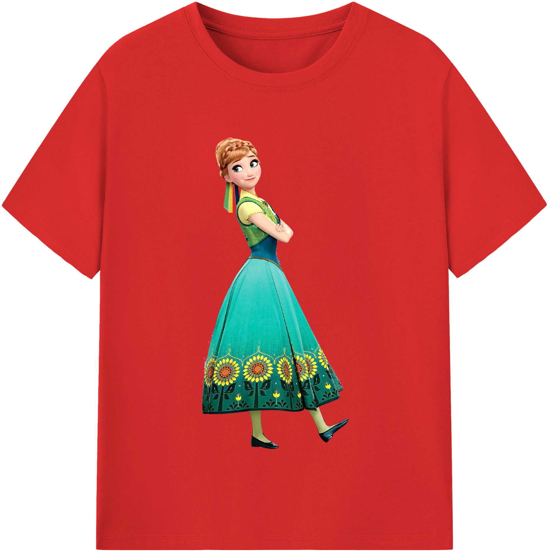 （画像用） アナと雪の女王 アンナ エルサ Frozen Anna Elsa 綿100％半袖Tシャツ（フロントプリント）