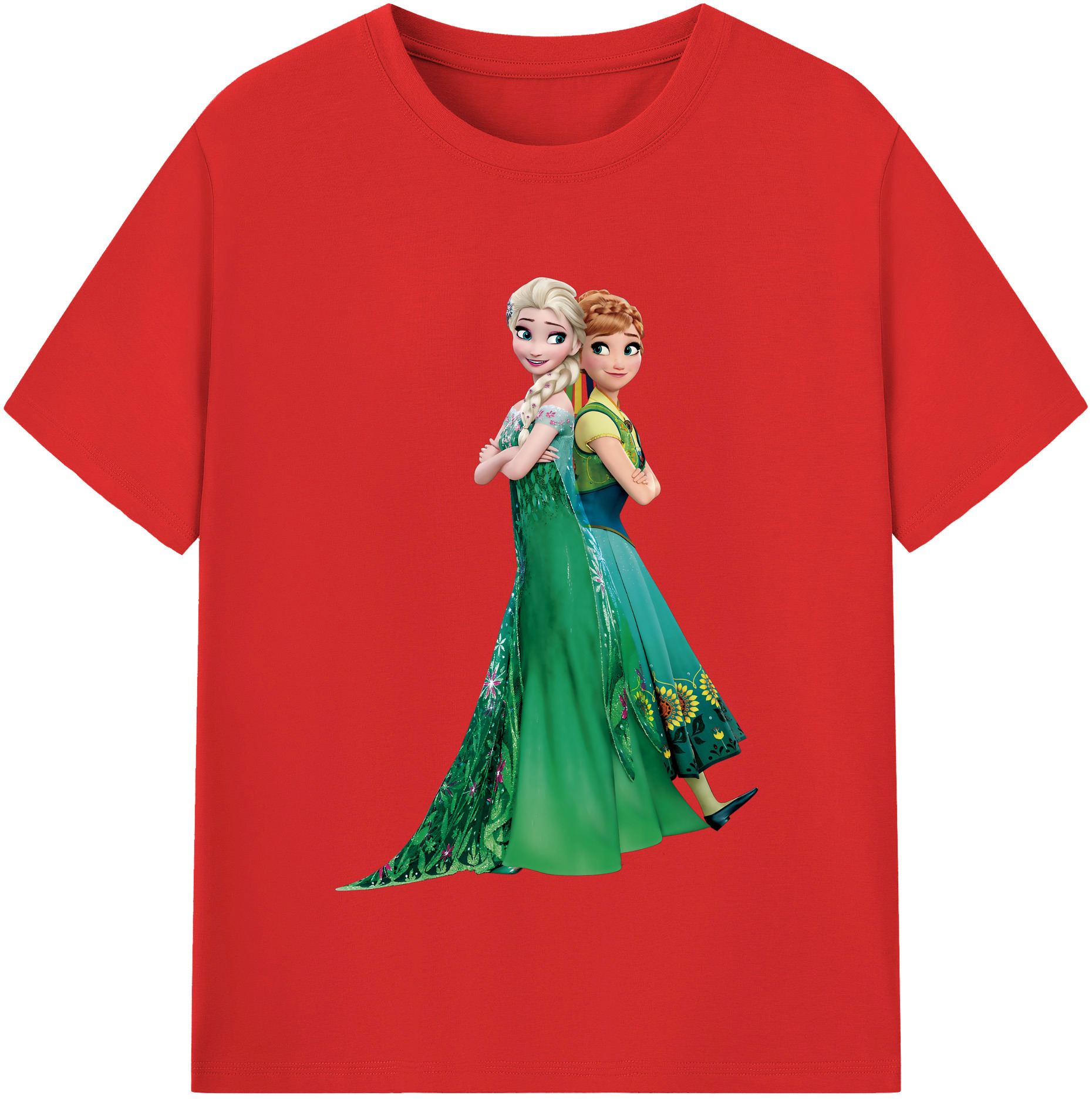 （画像用） アナと雪の女王 アンナ エルサ Frozen Anna Elsa 綿100％半袖Tシャツ（フロントプリント）