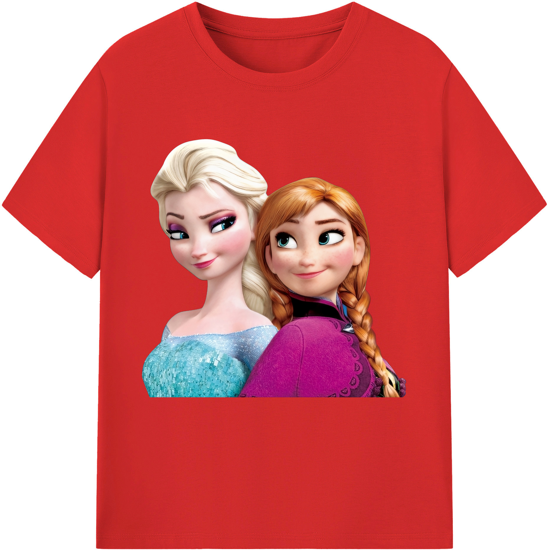 （画像用） アナと雪の女王 アンナ エルサ Frozen Anna Elsa 綿100％半袖Tシャツ（フロントプリント）
