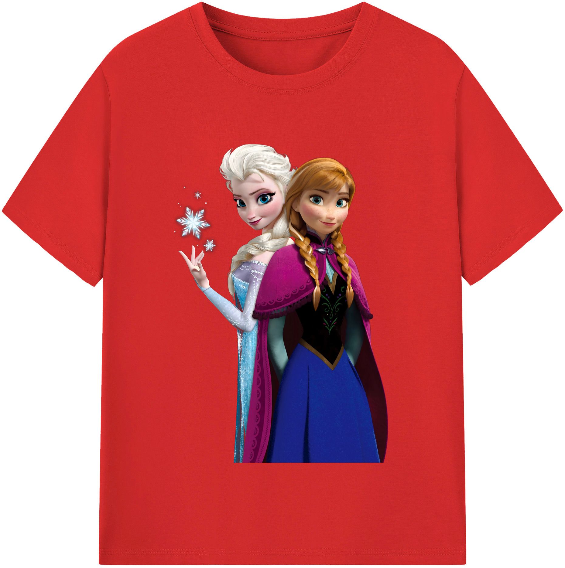 （画像用） アナと雪の女王 アンナ エルサ Frozen Anna Elsa 綿100％半袖Tシャツ（フロントプリント）