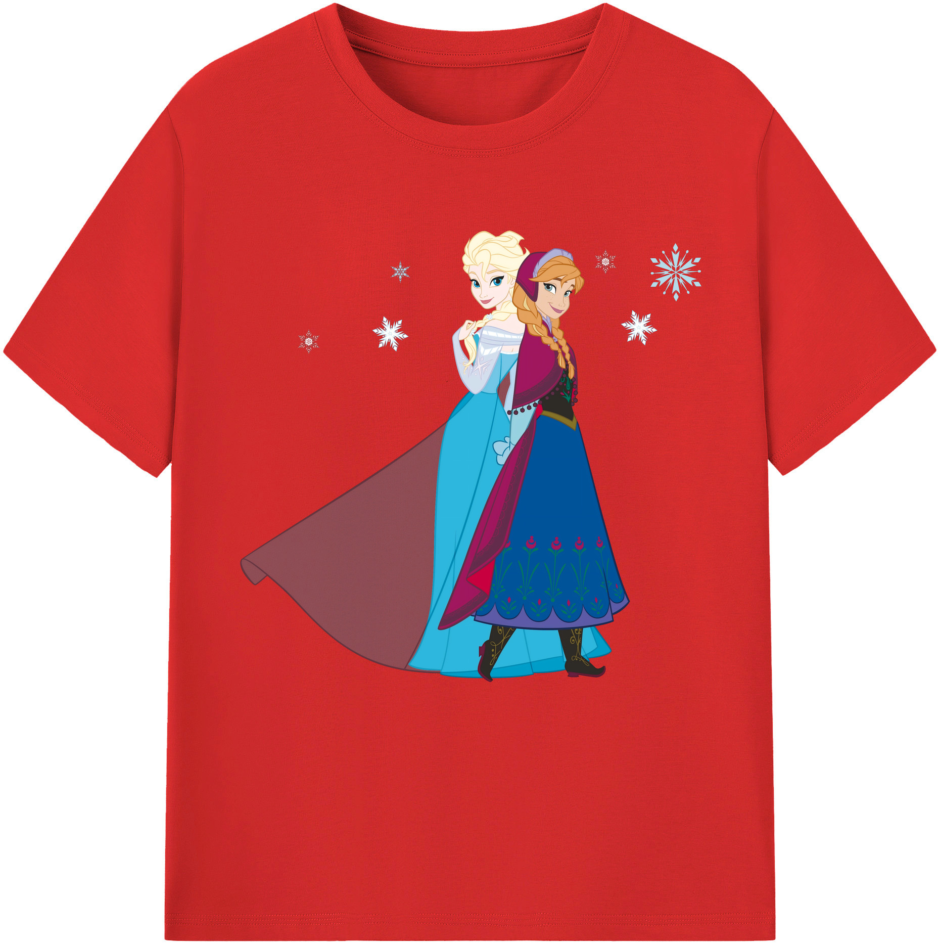 （画像用） アナと雪の女王 アンナ エルサ Frozen Anna Elsa 綿100％半袖Tシャツ（フロントプリント）