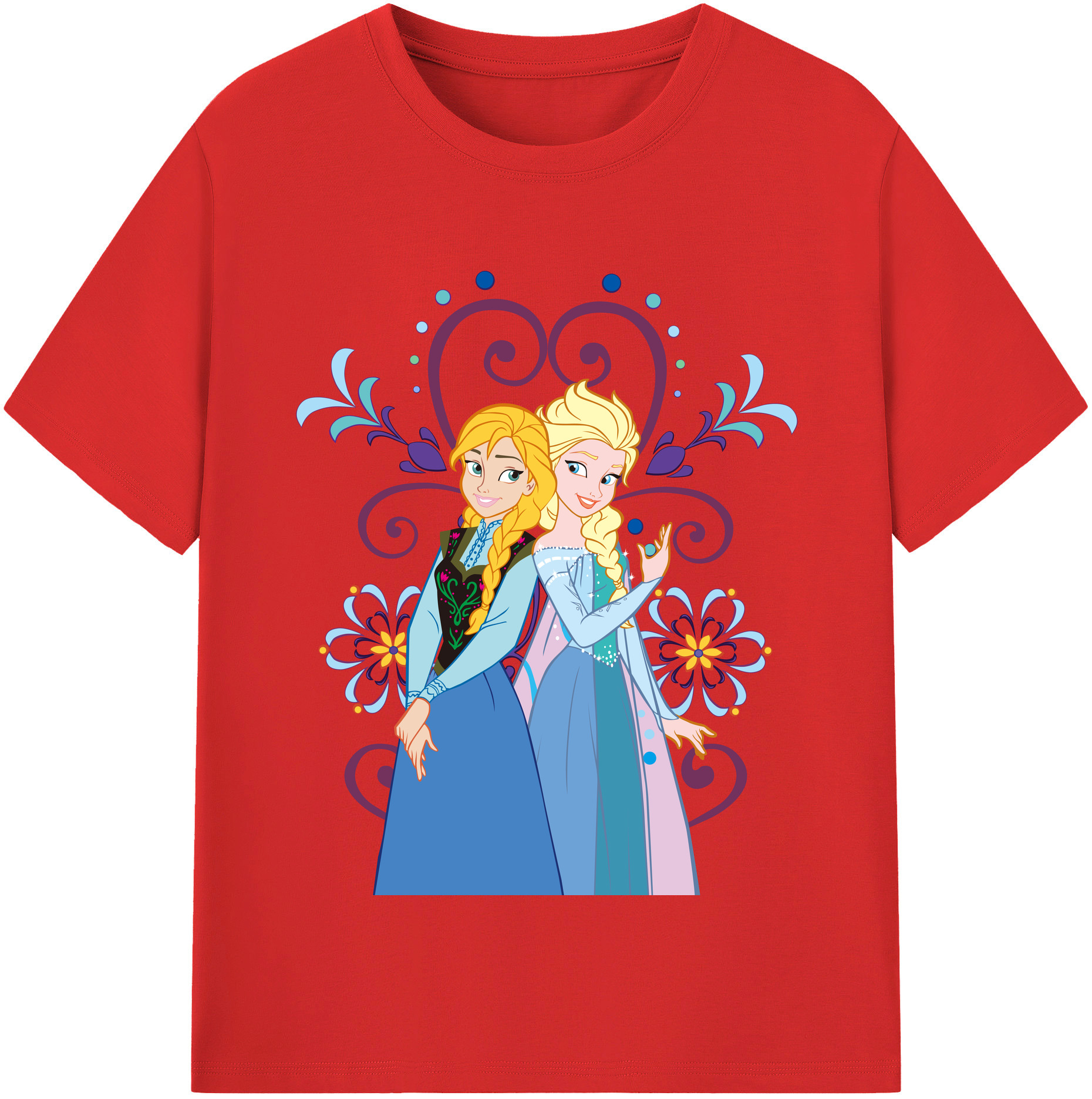 （画像用） アナと雪の女王 アンナ エルサ Frozen Anna Elsa 綿100％半袖Tシャツ（フロントプリント）