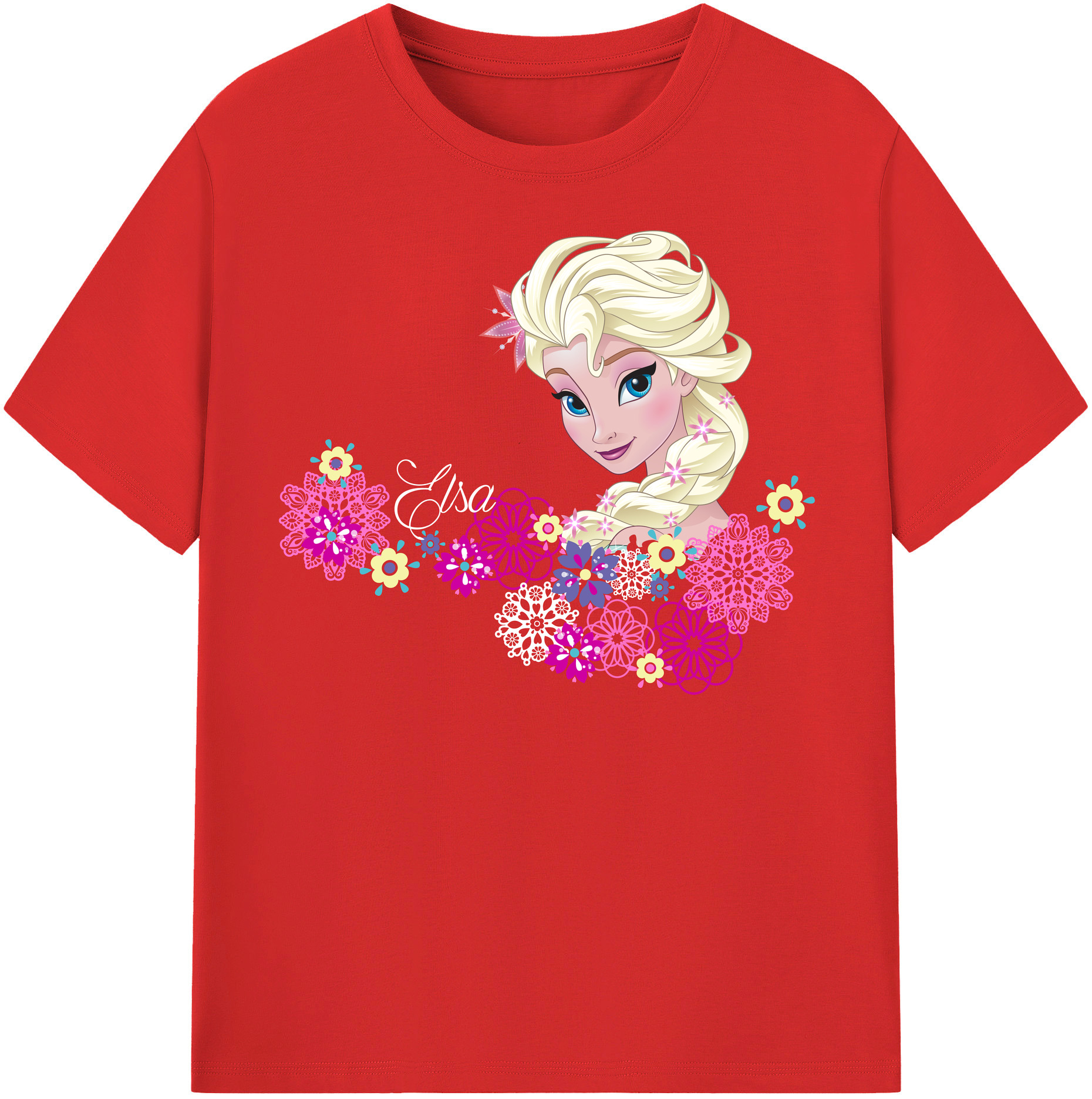 （画像用） アナと雪の女王 アンナ エルサ Frozen Anna Elsa 綿100％半袖Tシャツ（フロントプリント）