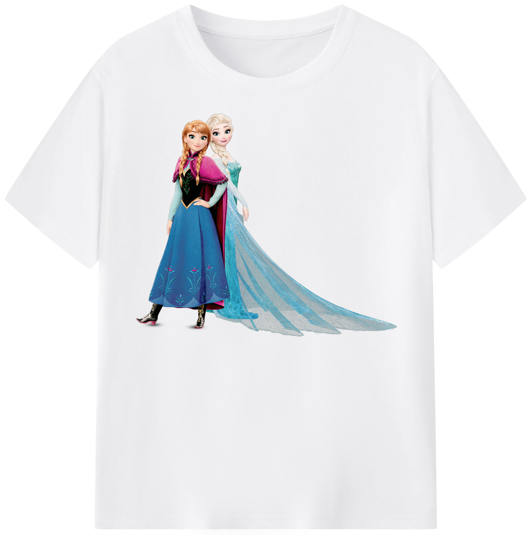 （画像用） アナと雪の女王 アンナ エルサ Frozen Anna Elsa 綿100％半袖Tシャツ（フロントプリント）