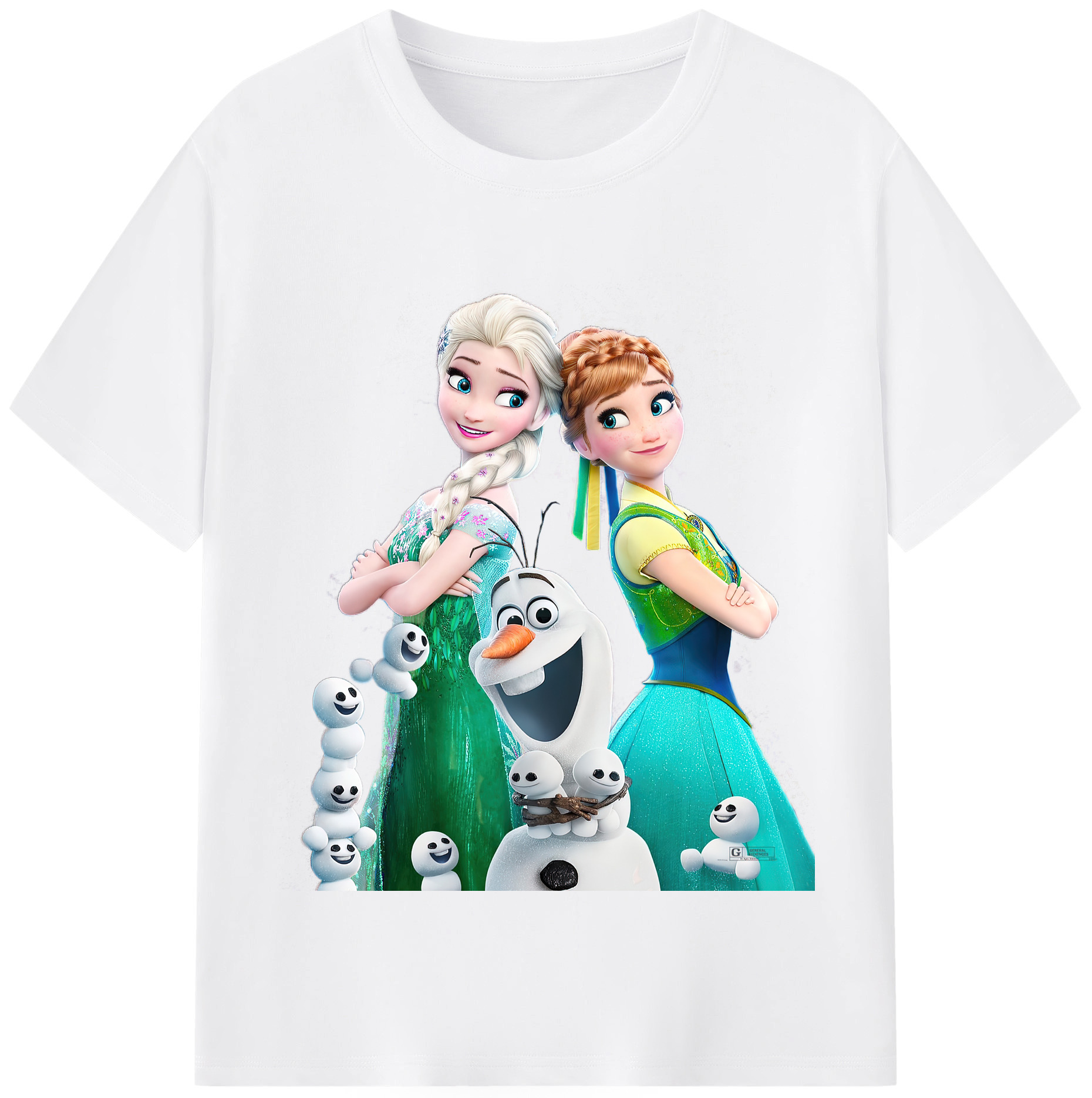 （画像用） アナと雪の女王 アンナ エルサ Frozen Anna Elsa 綿100％半袖Tシャツ（フロントプリント）