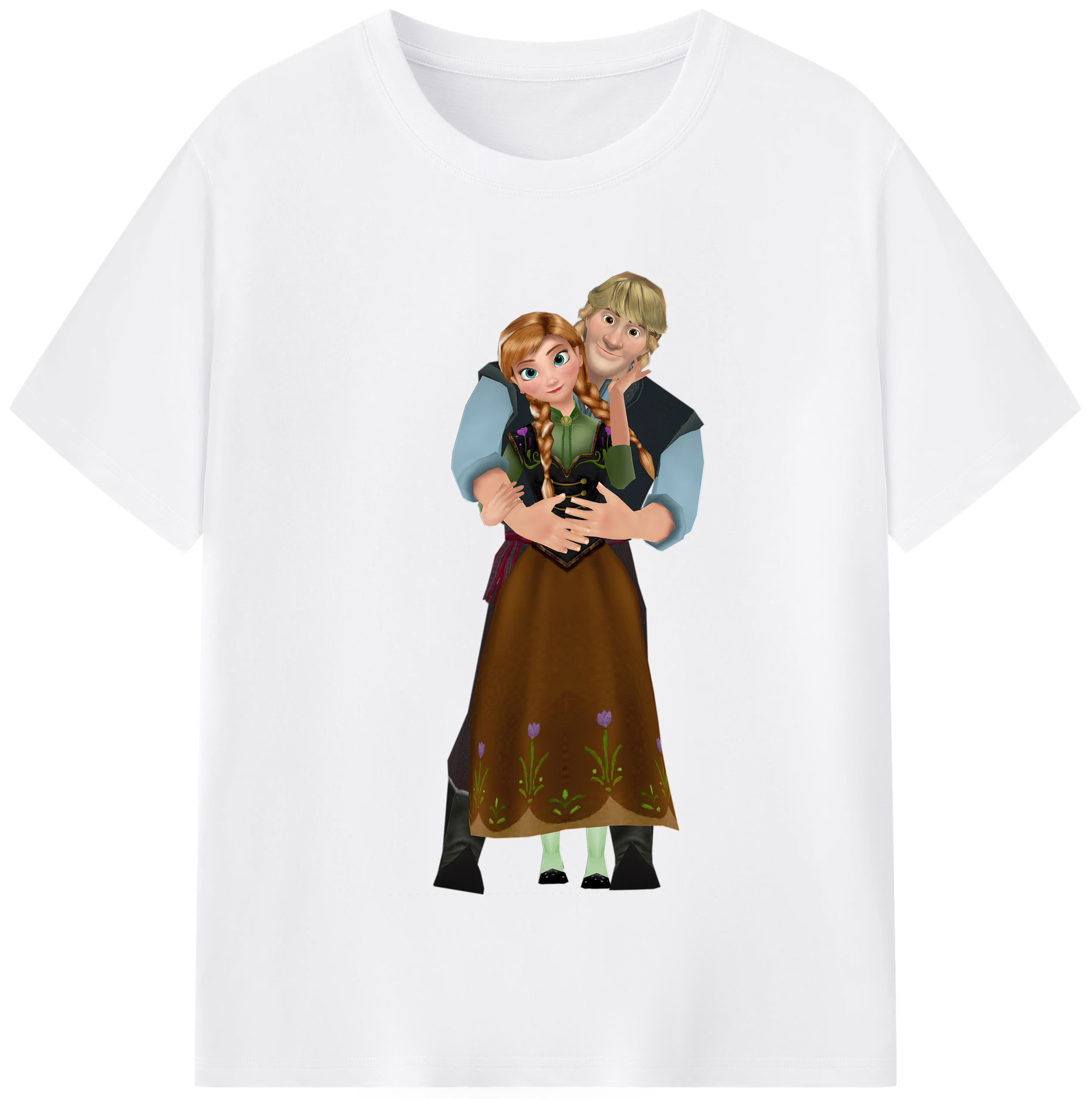 （画像用） アナと雪の女王 アンナ エルサ Frozen Anna Elsa 綿100％半袖Tシャツ（フロントプリント）