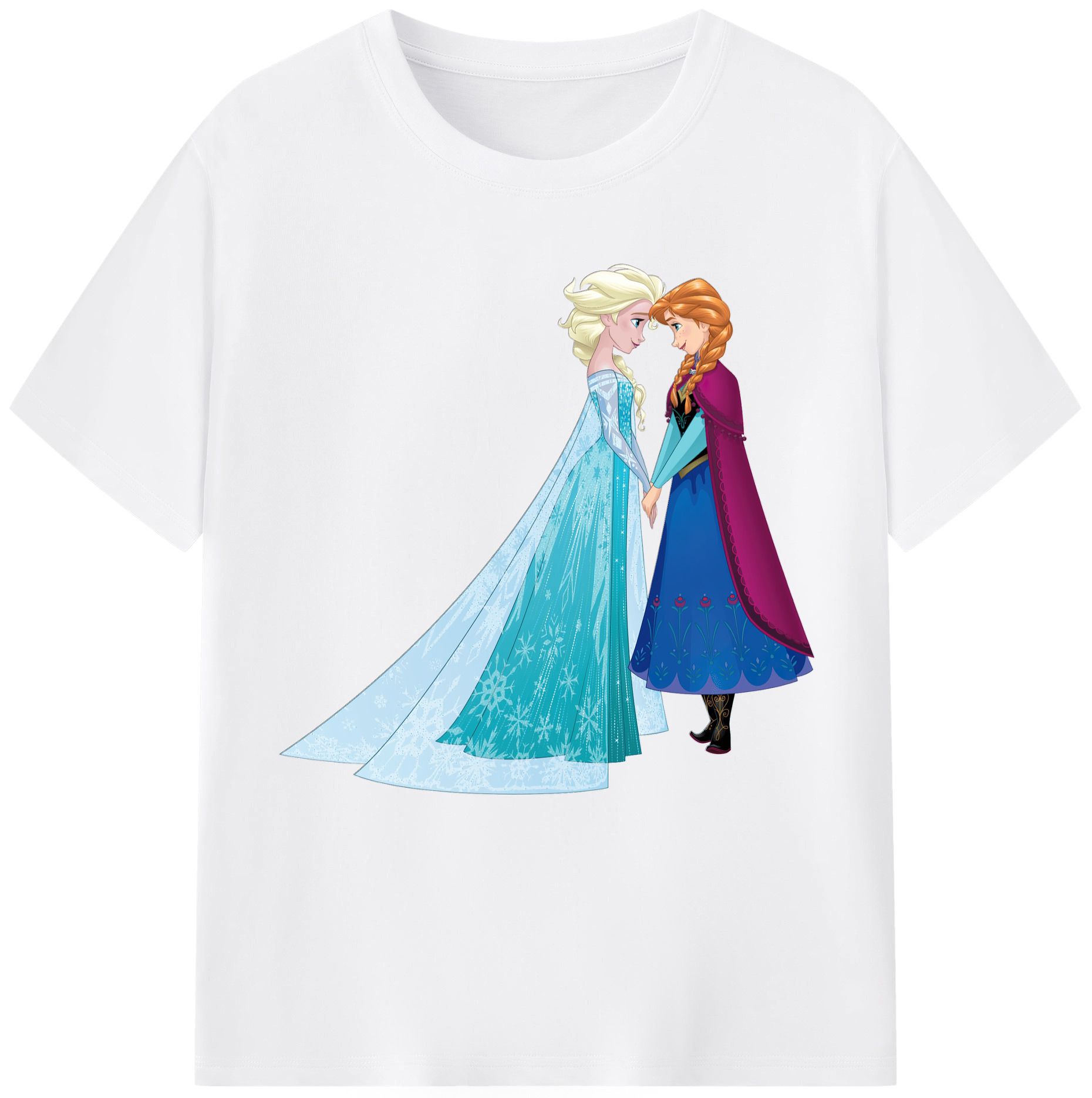 （画像用） アナと雪の女王 アンナ エルサ Frozen Anna Elsa 綿100％半袖Tシャツ（フロントプリント）