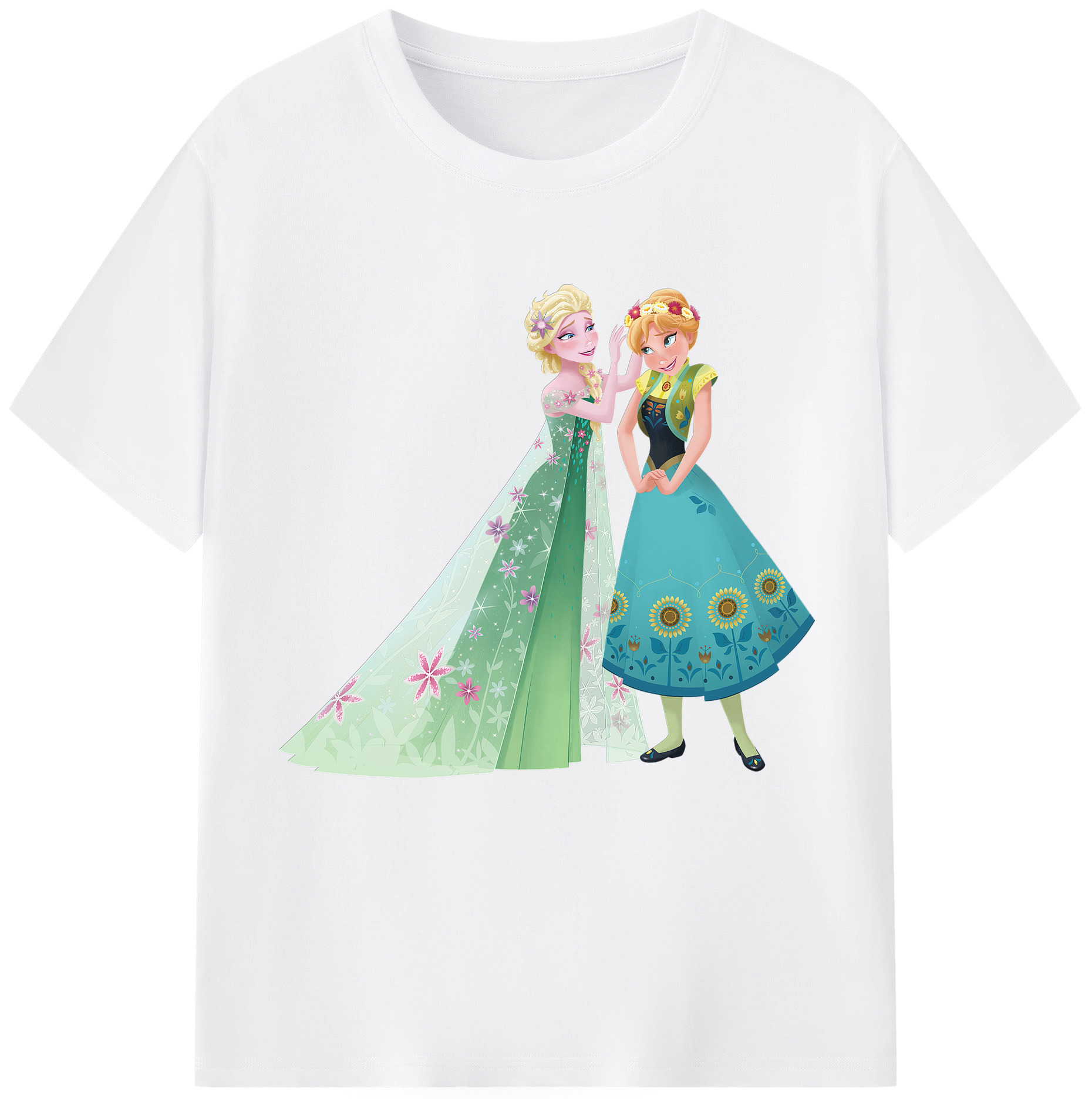 （画像用） アナと雪の女王 アンナ エルサ Frozen Anna Elsa 綿100％半袖Tシャツ（フロントプリント）
