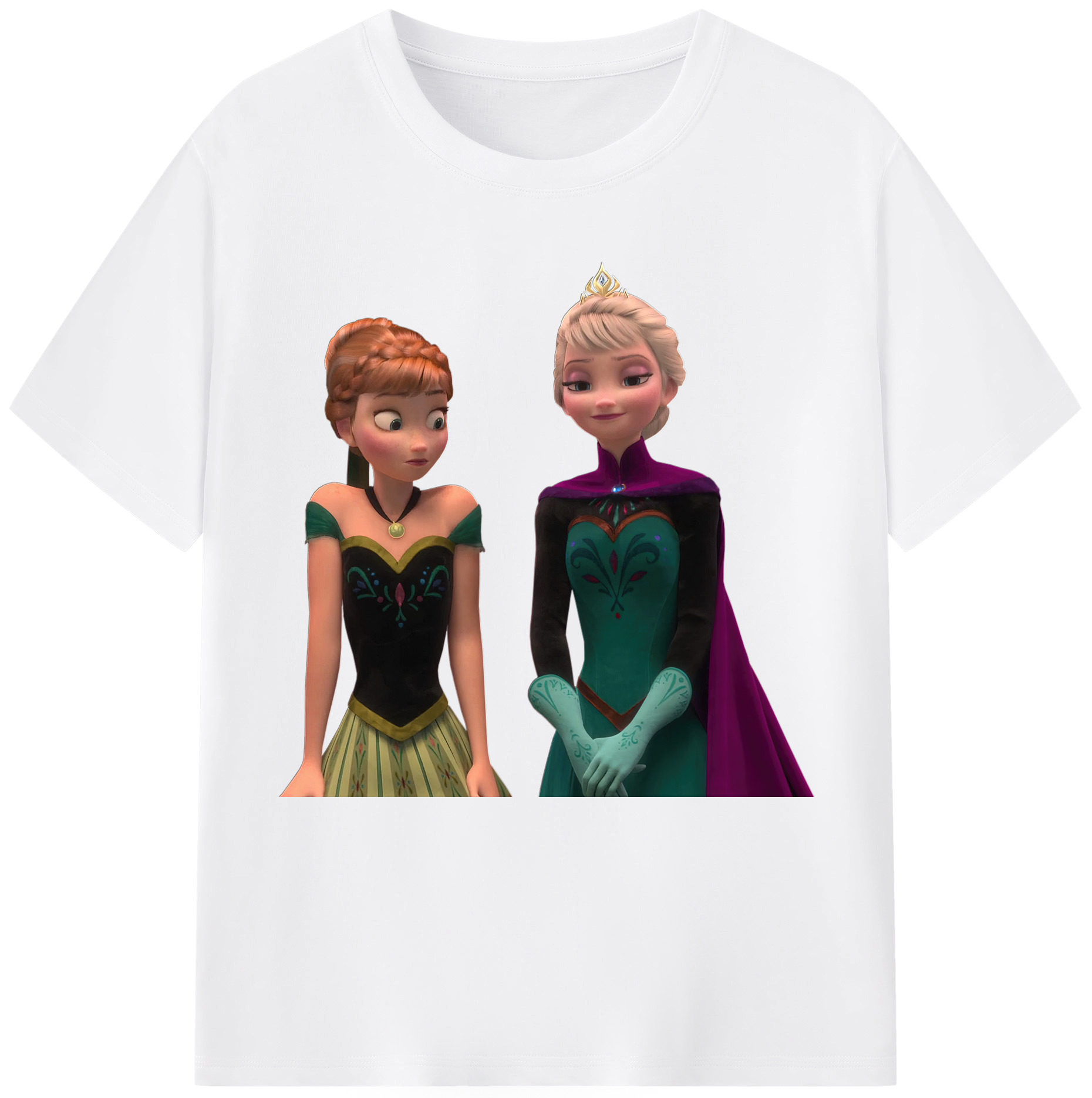 （画像用） アナと雪の女王 アンナ エルサ Frozen Anna Elsa 綿100％半袖Tシャツ（フロントプリント）