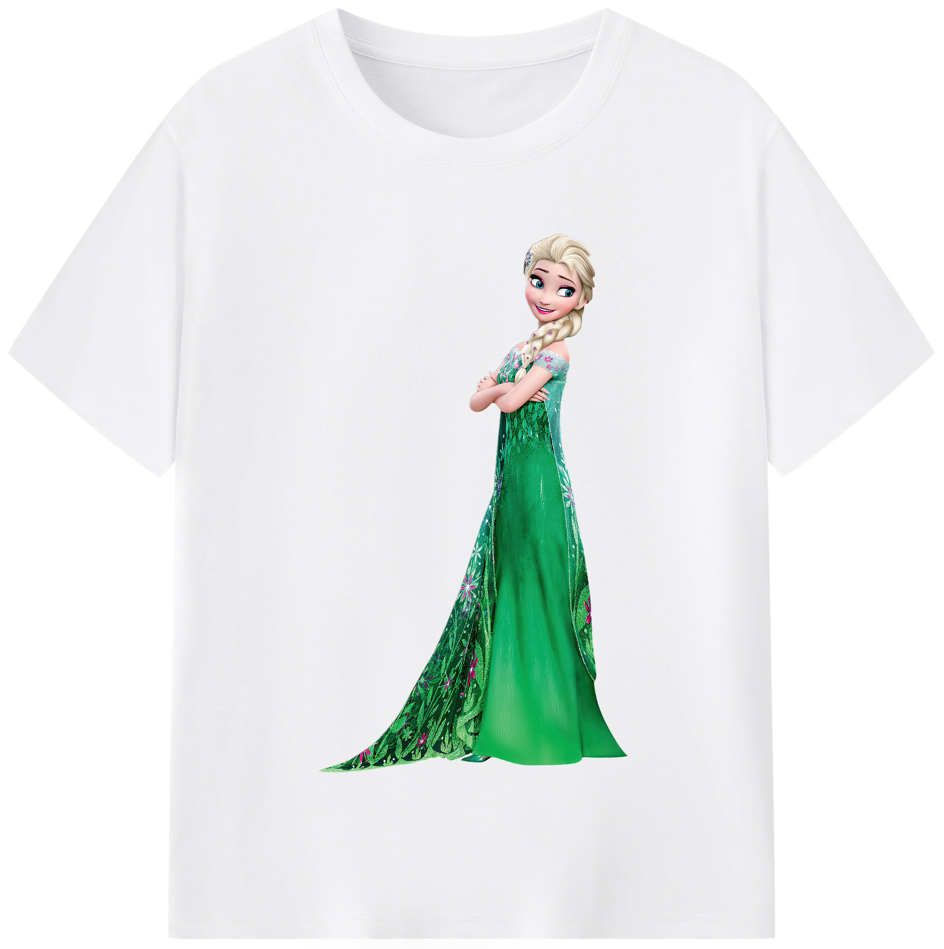 （画像用） アナと雪の女王 アンナ エルサ Frozen Anna Elsa 綿100％半袖Tシャツ（フロントプリント）