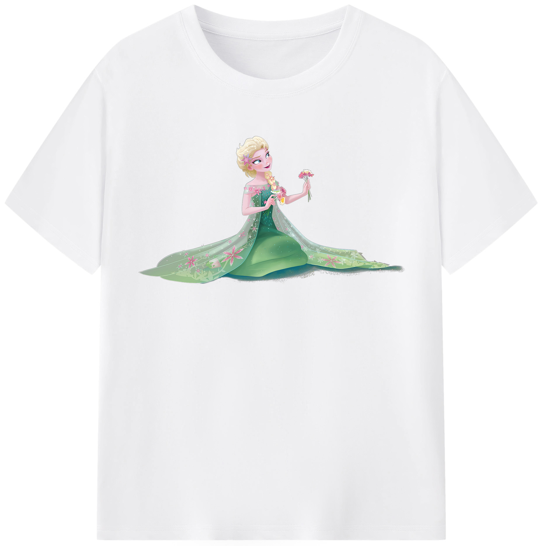 （画像用） アナと雪の女王 アンナ エルサ Frozen Anna Elsa 綿100％半袖Tシャツ（フロントプリント）