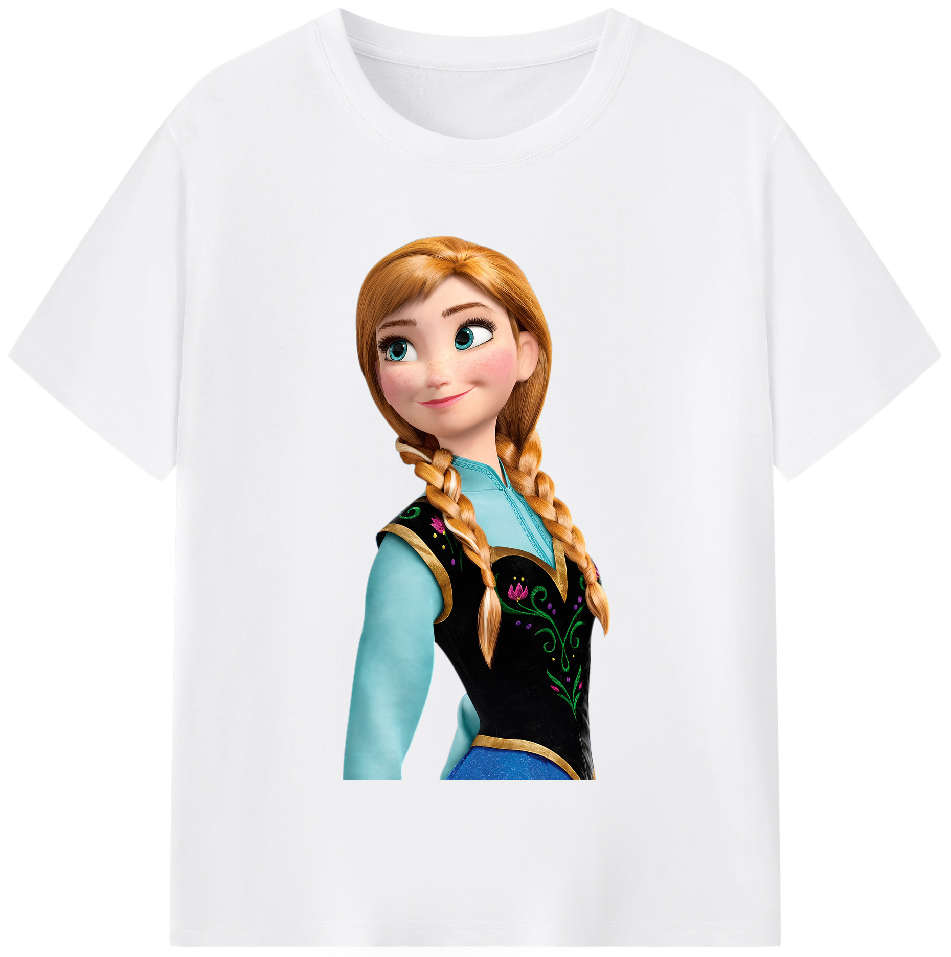 （画像用） アナと雪の女王 アンナ エルサ Frozen Anna Elsa 綿100％半袖Tシャツ（フロントプリント）