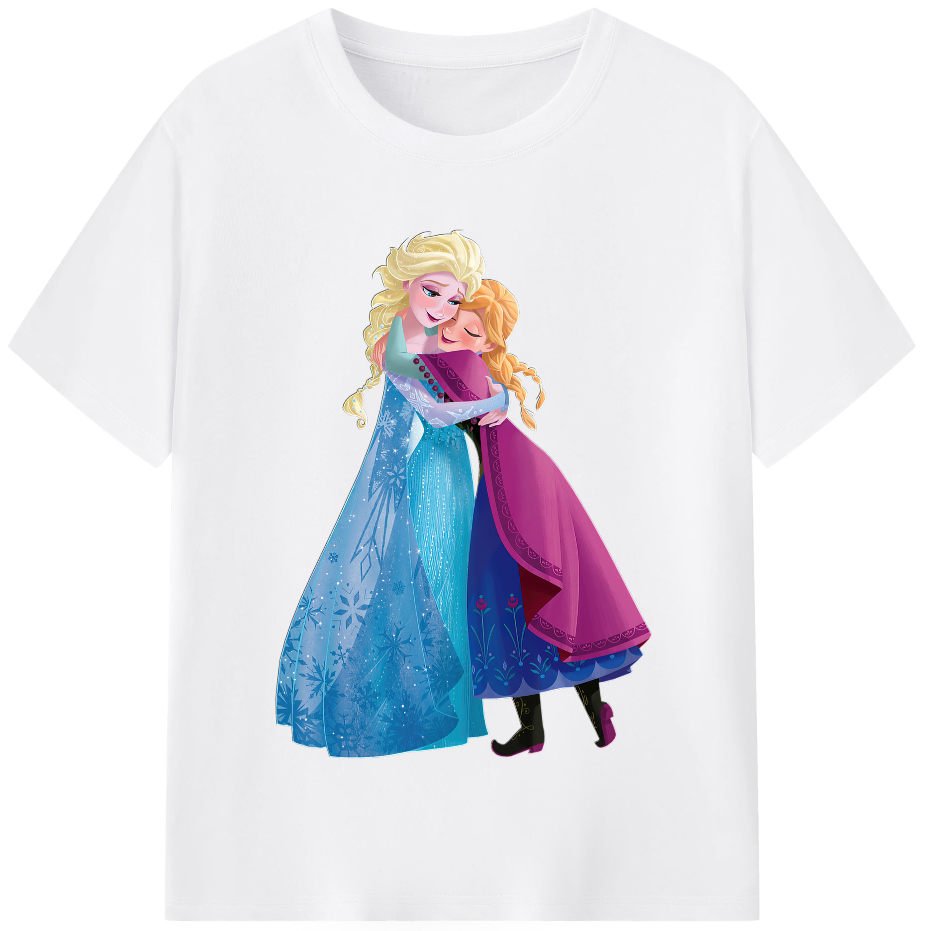 （画像用） アナと雪の女王 アンナ エルサ Frozen Anna Elsa 綿100％半袖Tシャツ（フロントプリント）