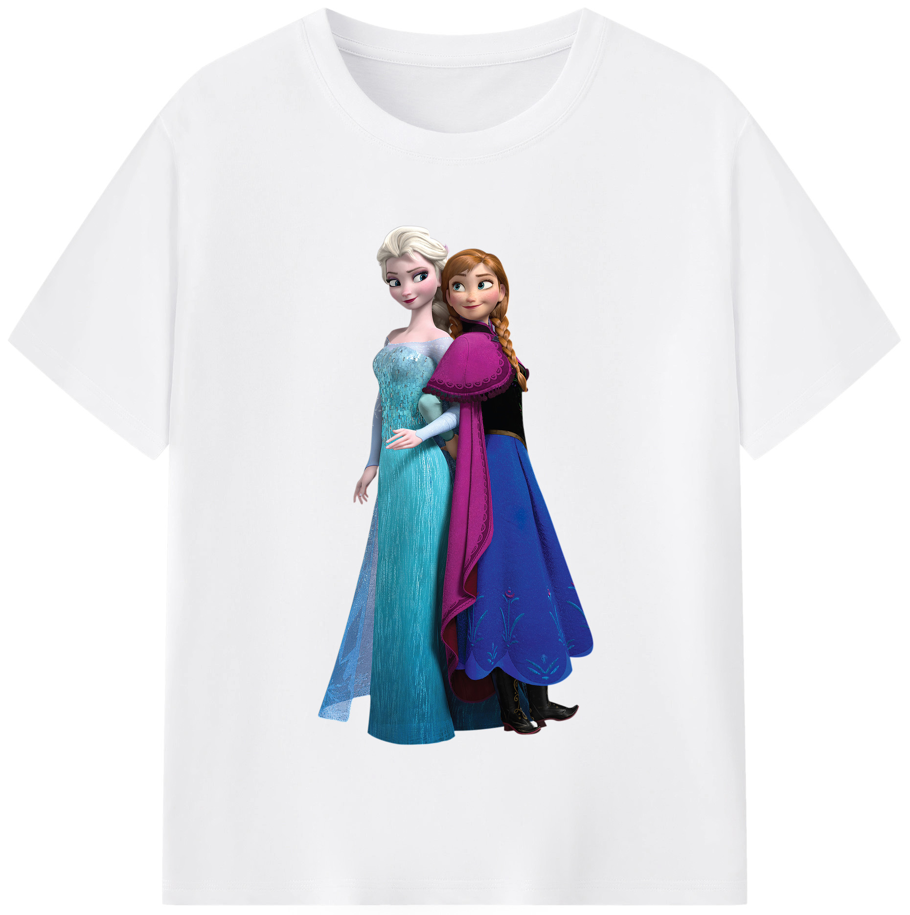 （画像用） アナと雪の女王 アンナ エルサ Frozen Anna Elsa 綿100％半袖Tシャツ（フロントプリント）