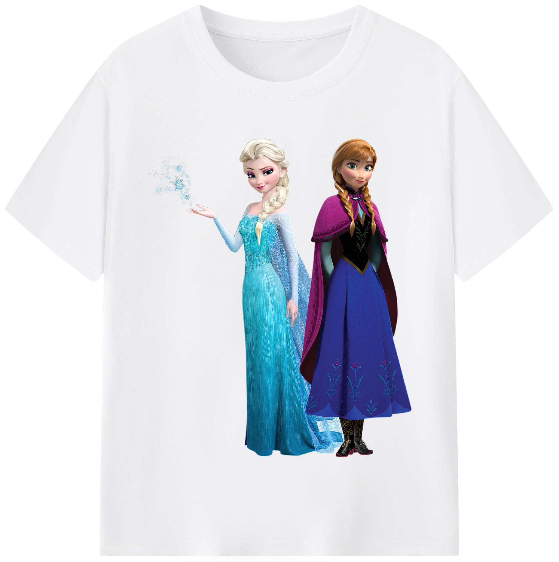 （画像用） アナと雪の女王 アンナ エルサ Frozen Anna Elsa 綿100％半袖Tシャツ（フロントプリント）