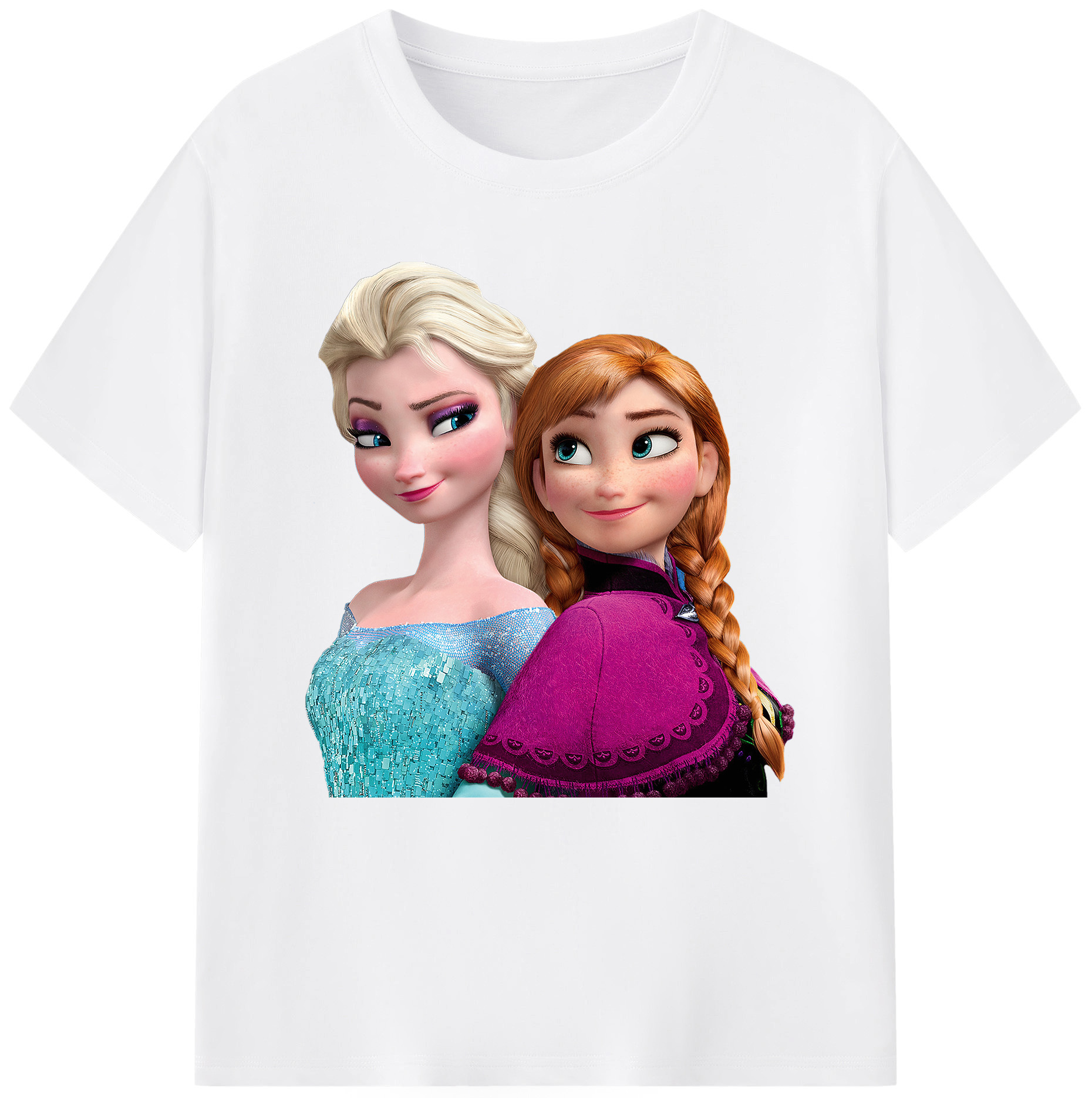 （画像用） アナと雪の女王 アンナ エルサ Frozen Anna Elsa 綿100％半袖Tシャツ（フロントプリント）