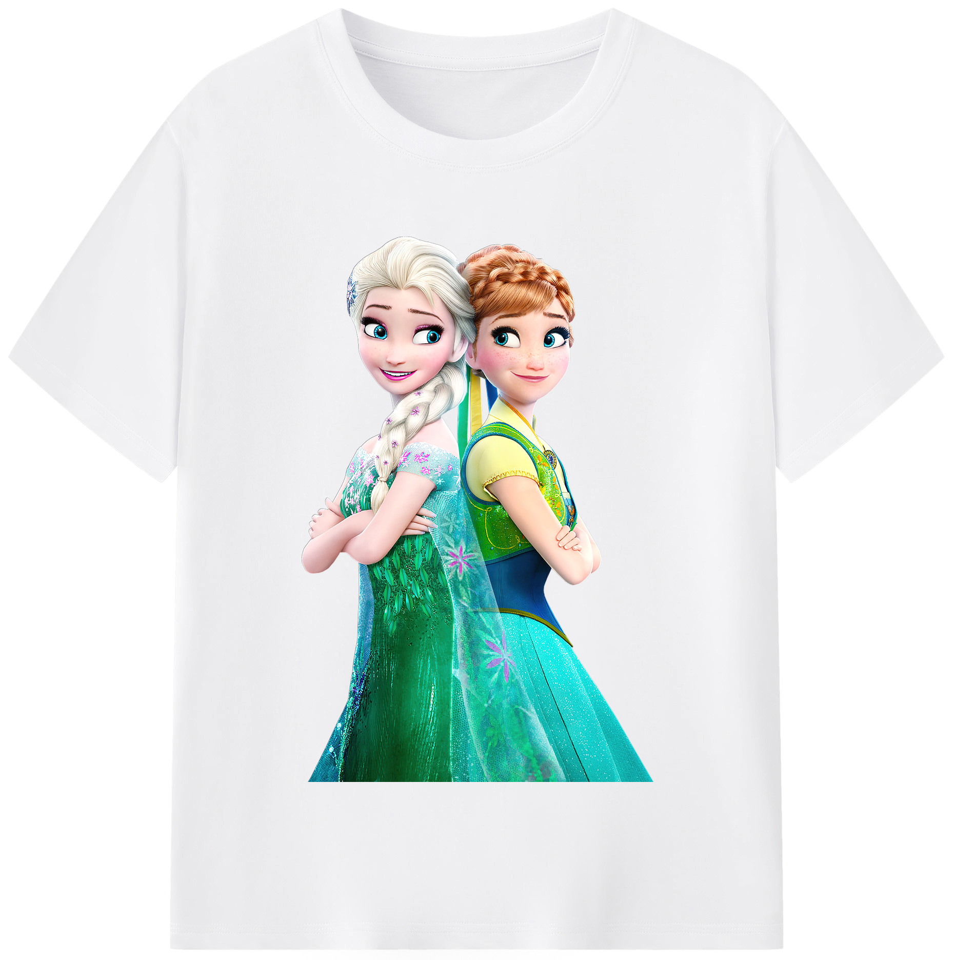 （画像用） アナと雪の女王 アンナ エルサ Frozen Anna Elsa 綿100％半袖Tシャツ（フロントプリント）