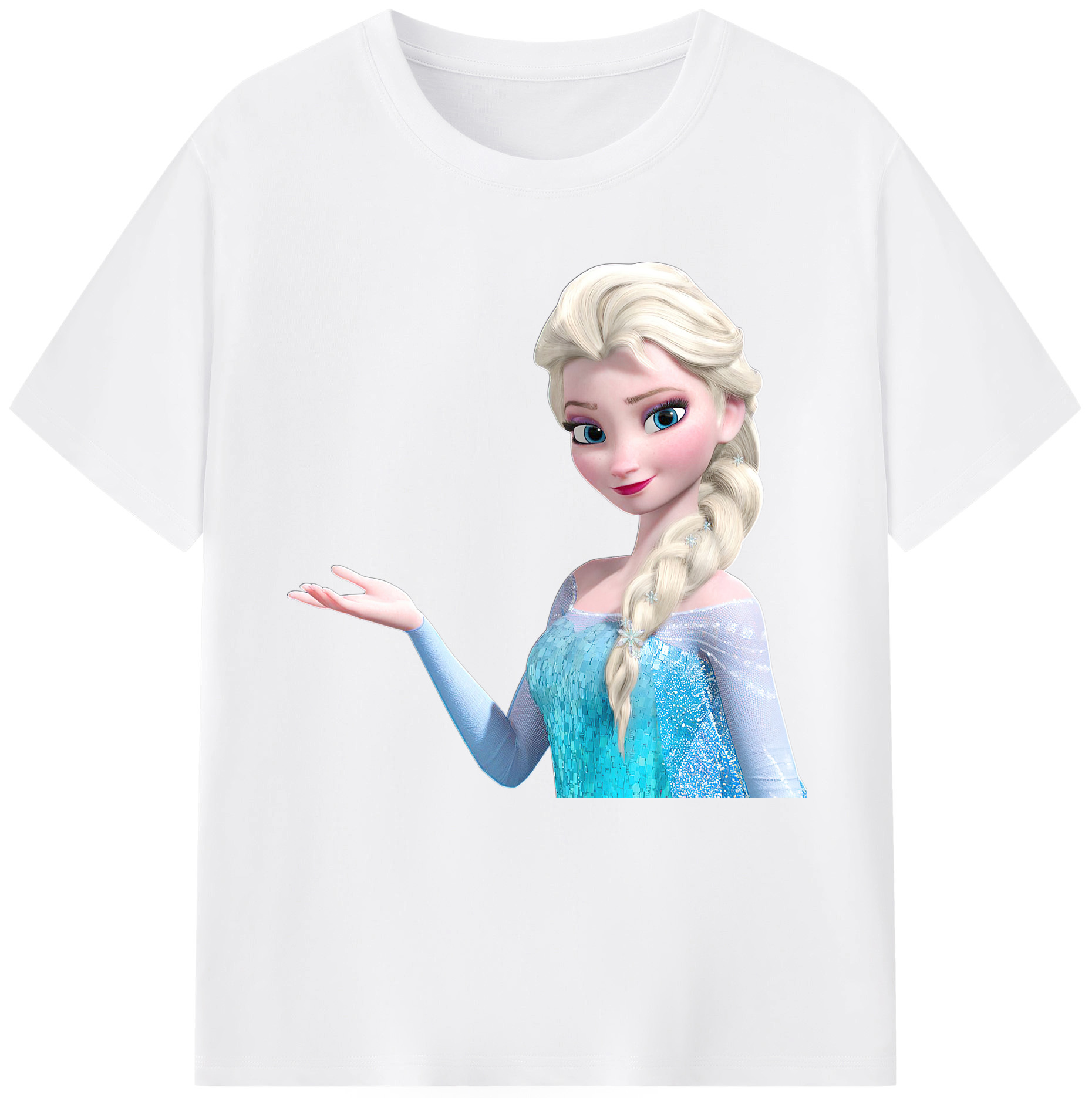 （画像用） アナと雪の女王 アンナ エルサ Frozen Anna Elsa 綿100％半袖Tシャツ（フロントプリント）