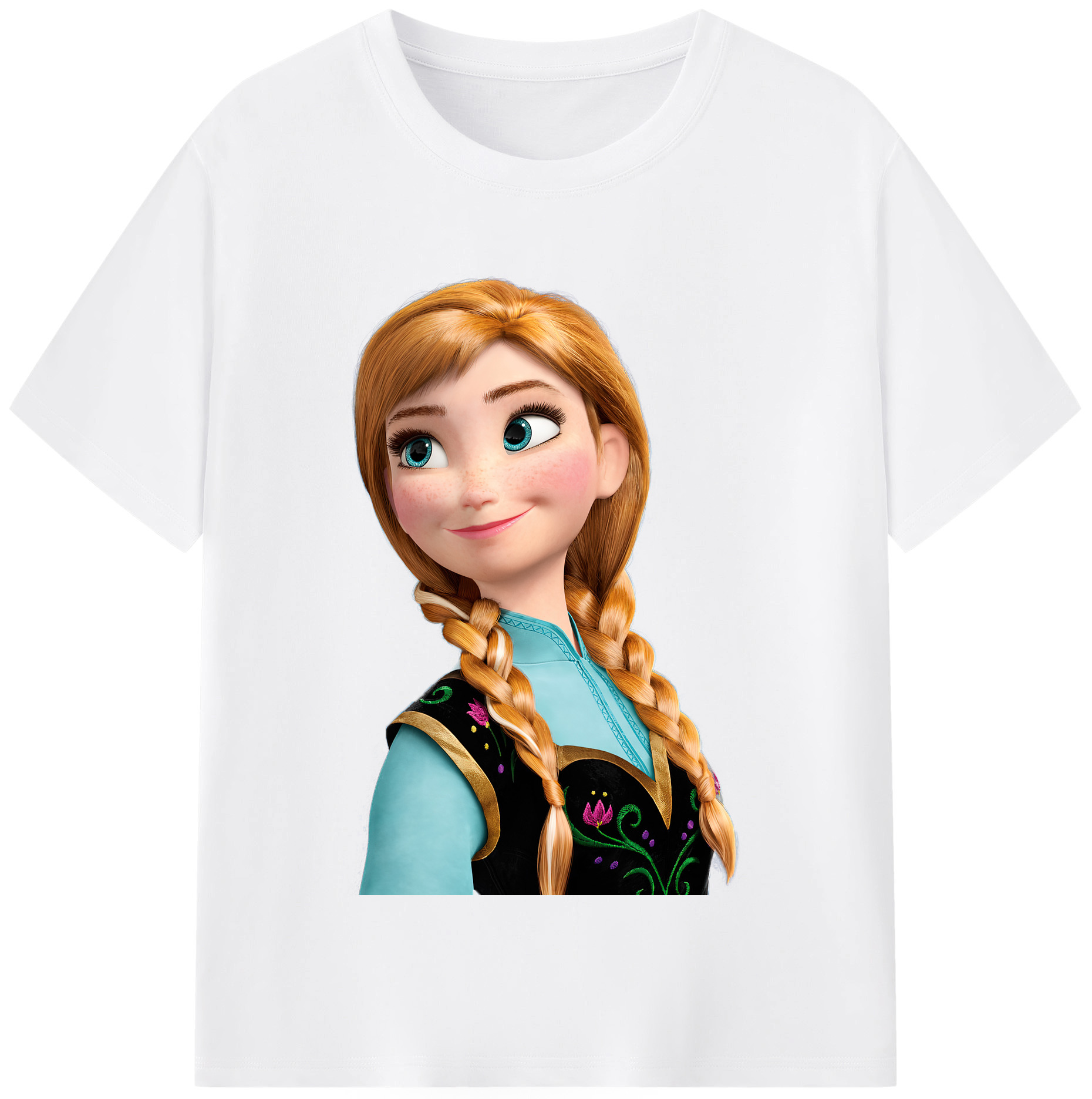 （画像用） アナと雪の女王 アンナ エルサ Frozen Anna Elsa 綿100％半袖Tシャツ（フロントプリント）